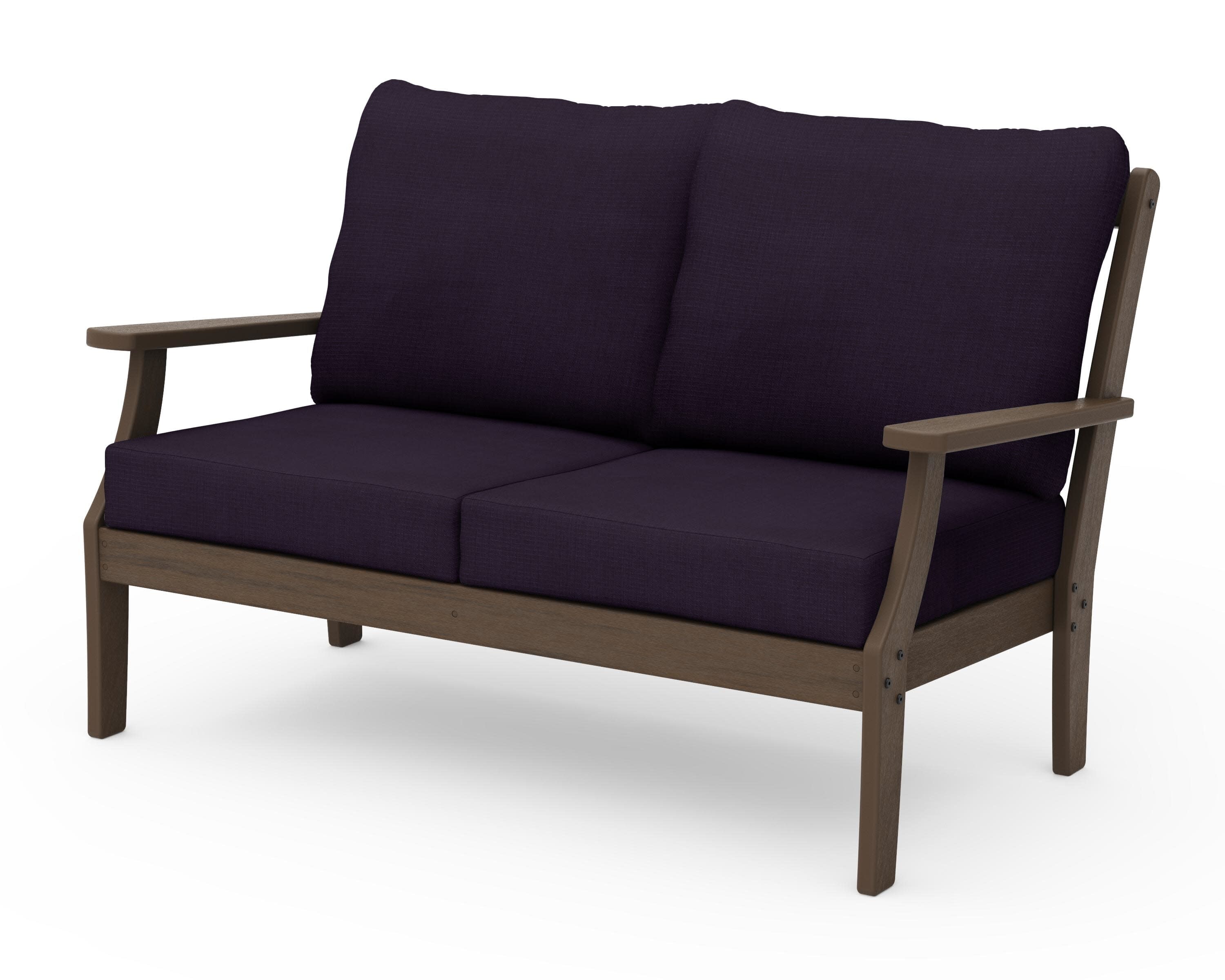 Braxton Deep Seating Loveseat in Kona / Navy Linen