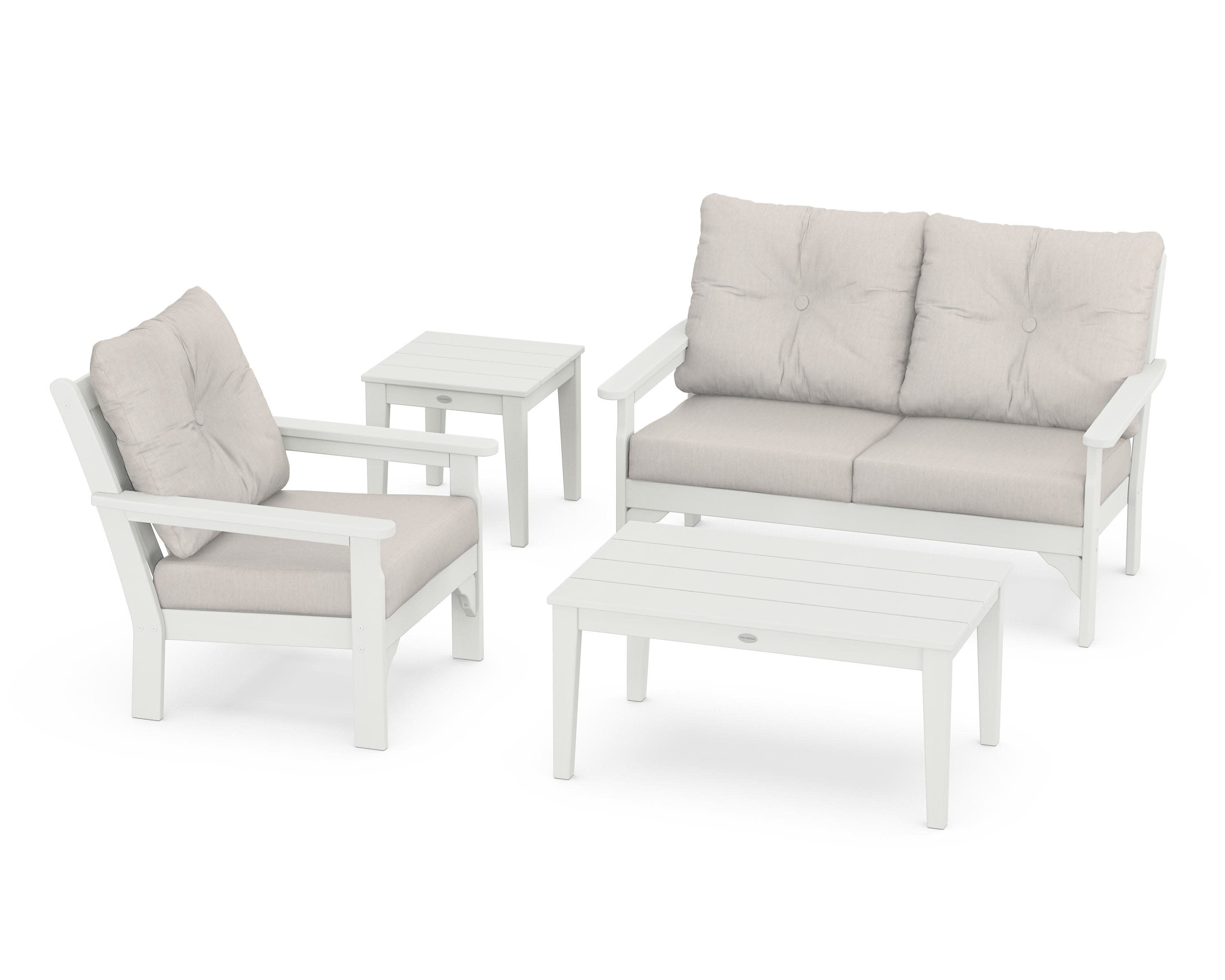 Vineyard 4-Piece Deep Seating Set in Vintage White / Cast Ash