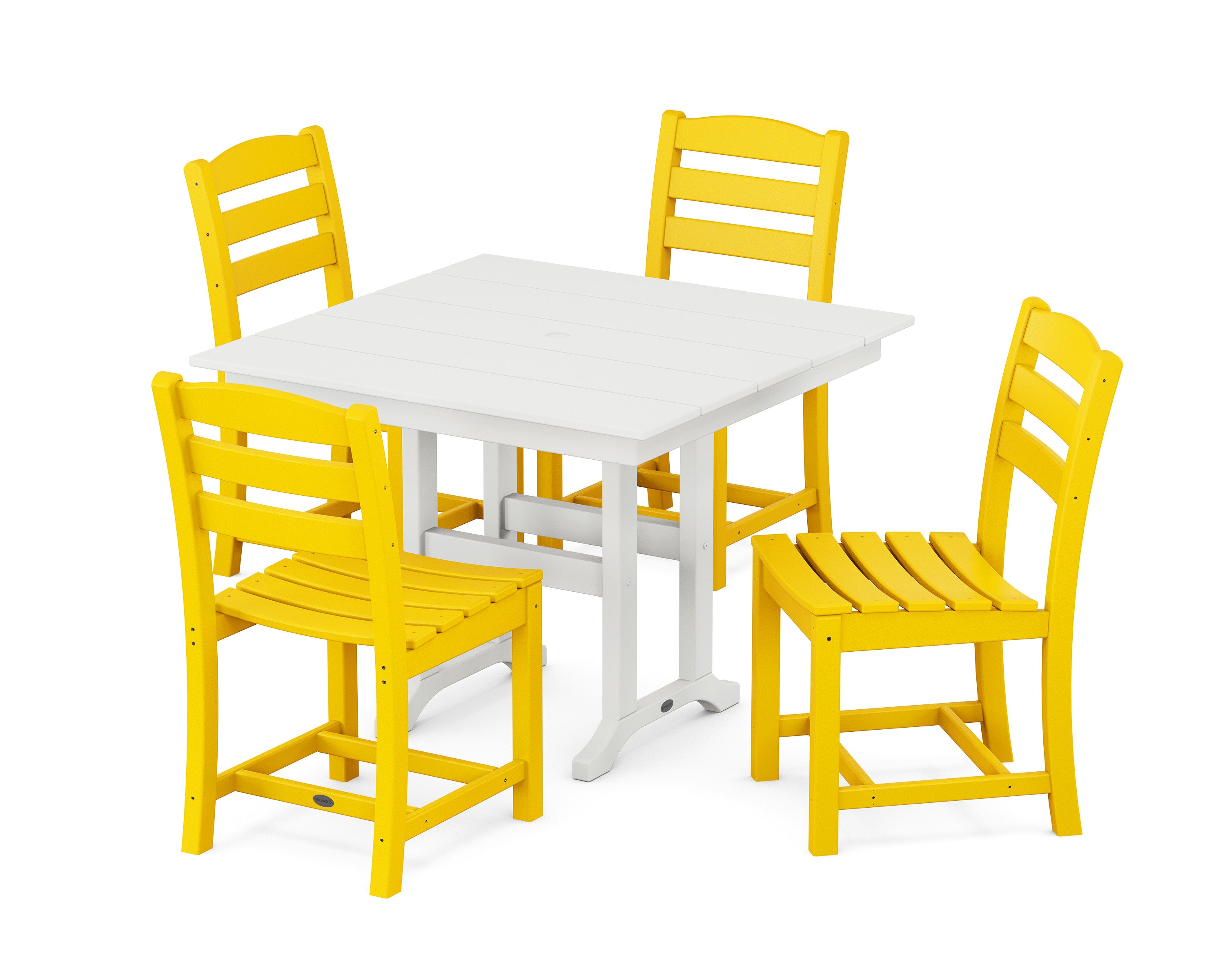 La Casa Caf Side Chair 5-Piece Farmhouse Dining Set in Lemon / White