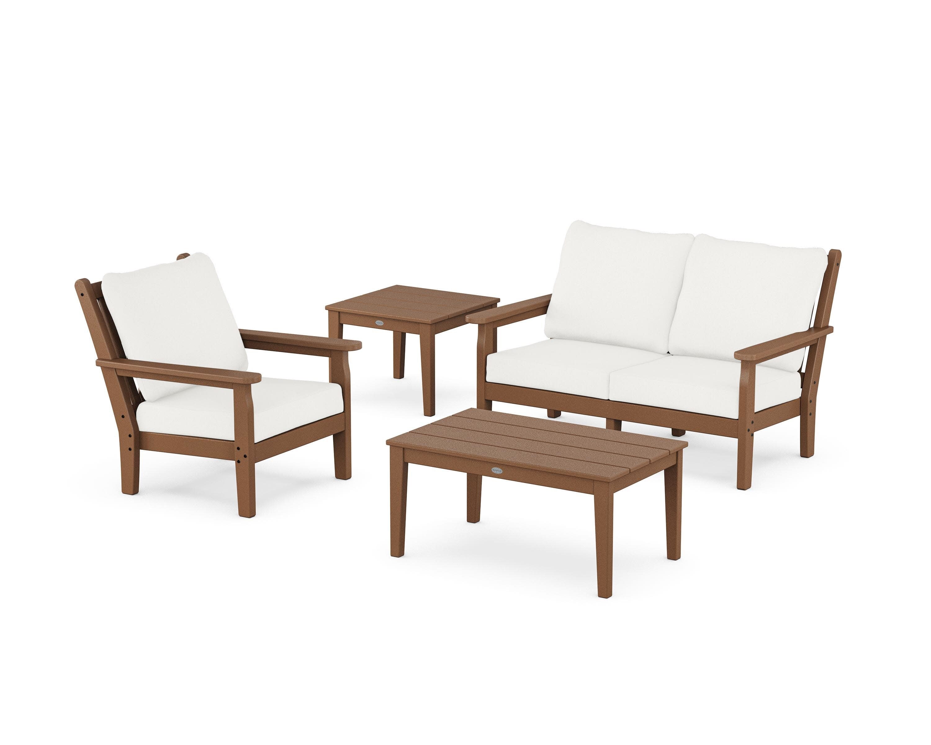 Chippendale 4-Piece Deep Seating Set in Teak / Natural Linen