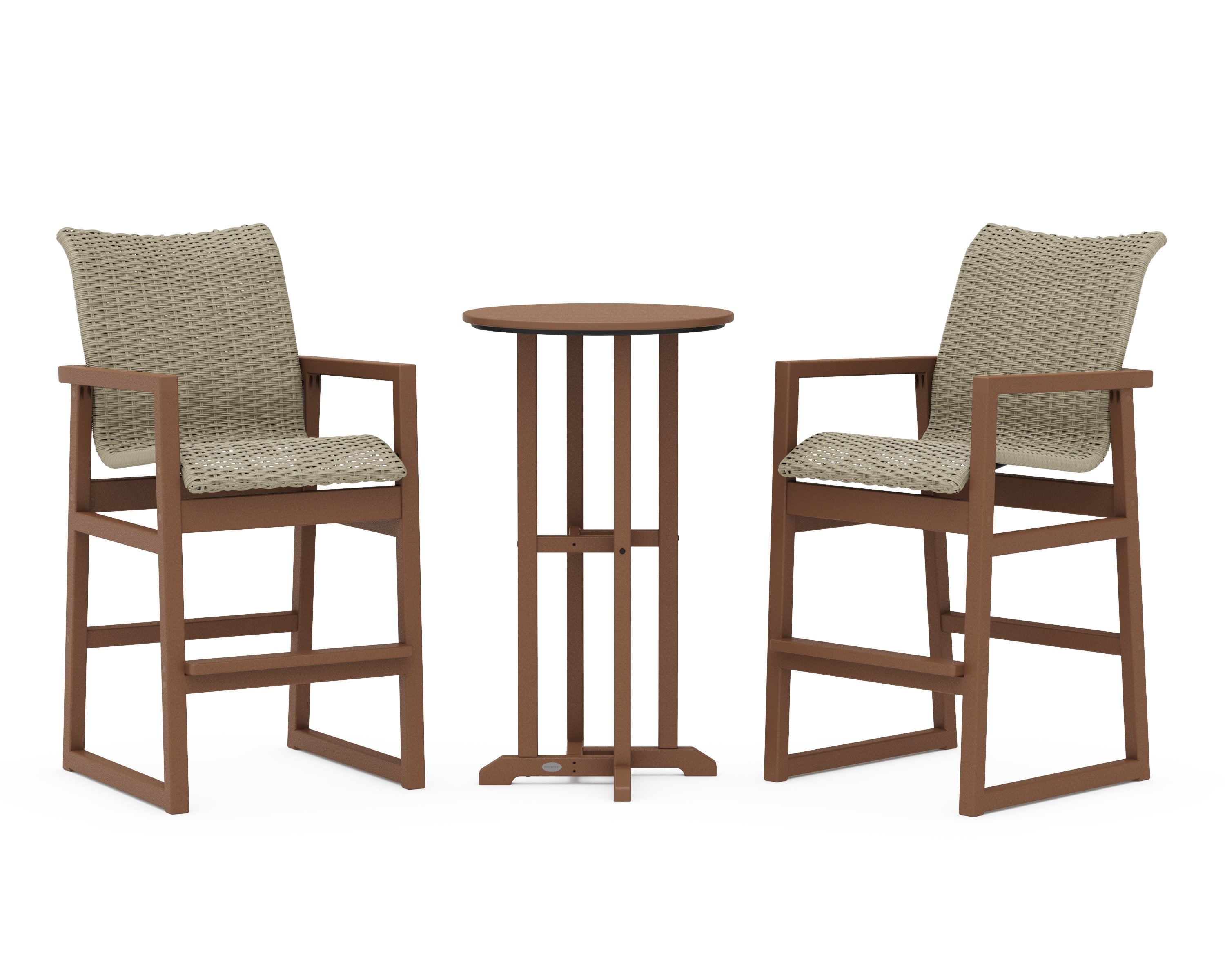 EDGE Woven 3-Piece Farmhouse Bar Set in Teak / Dune Grass
