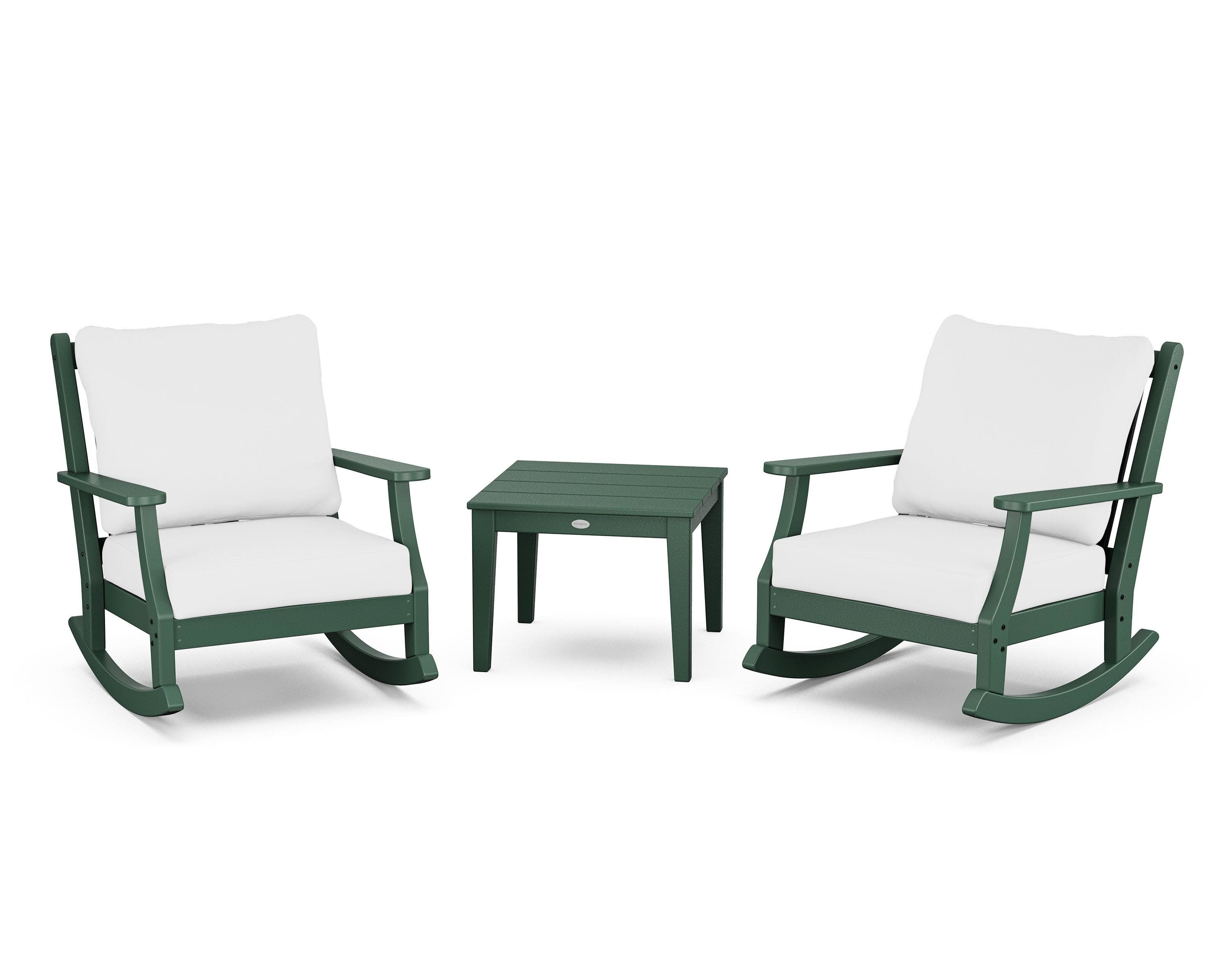 Wovendale 3-Piece Deep Seating Rocker Set in Green / Natural