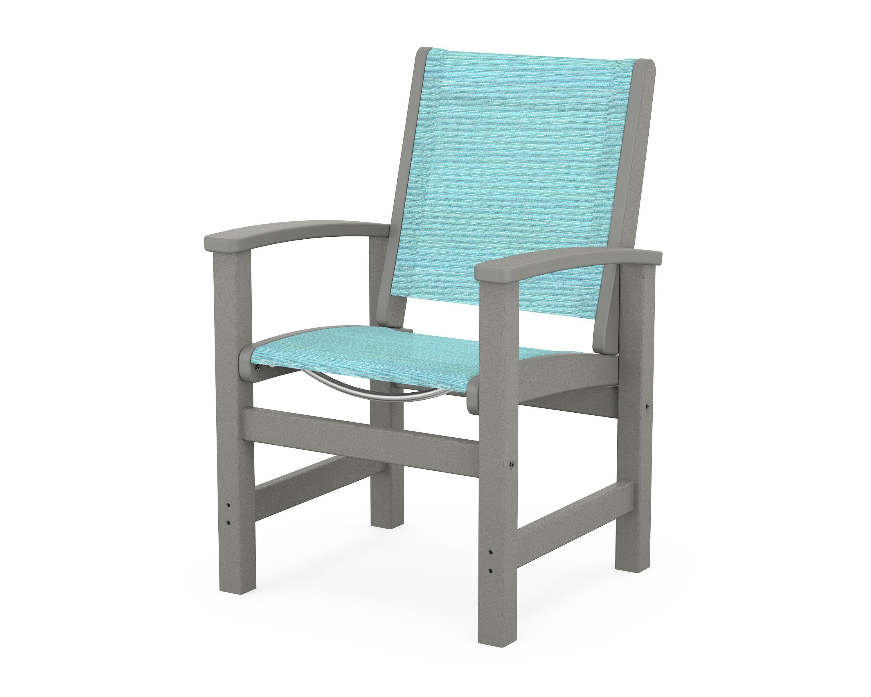 Coastal Dining Chair in Slate Grey / Dupioni Aquamarine Sling