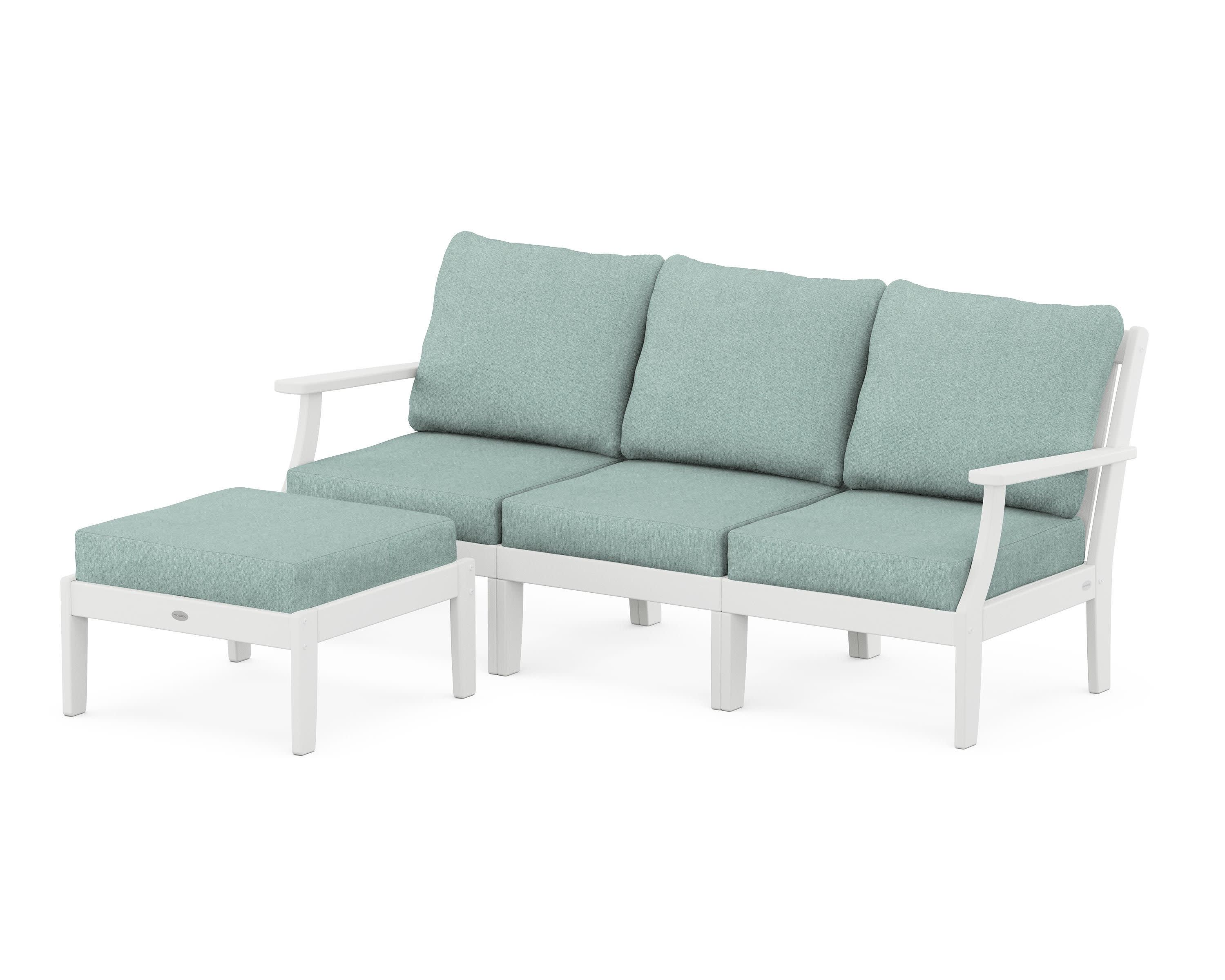 Braxton Modular 4-Piece Deep Seating Set with Ottoman in White / Glacier Spa