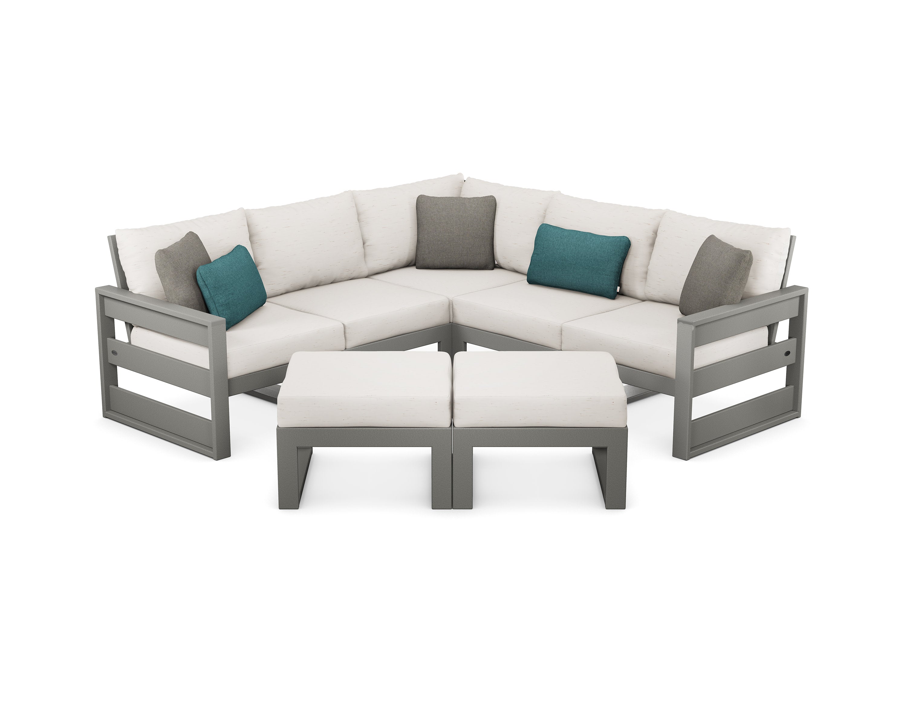 Westport 7-Piece Modular Deep Seating Set with Ottomans in Slate Grey / Frequency Parchment