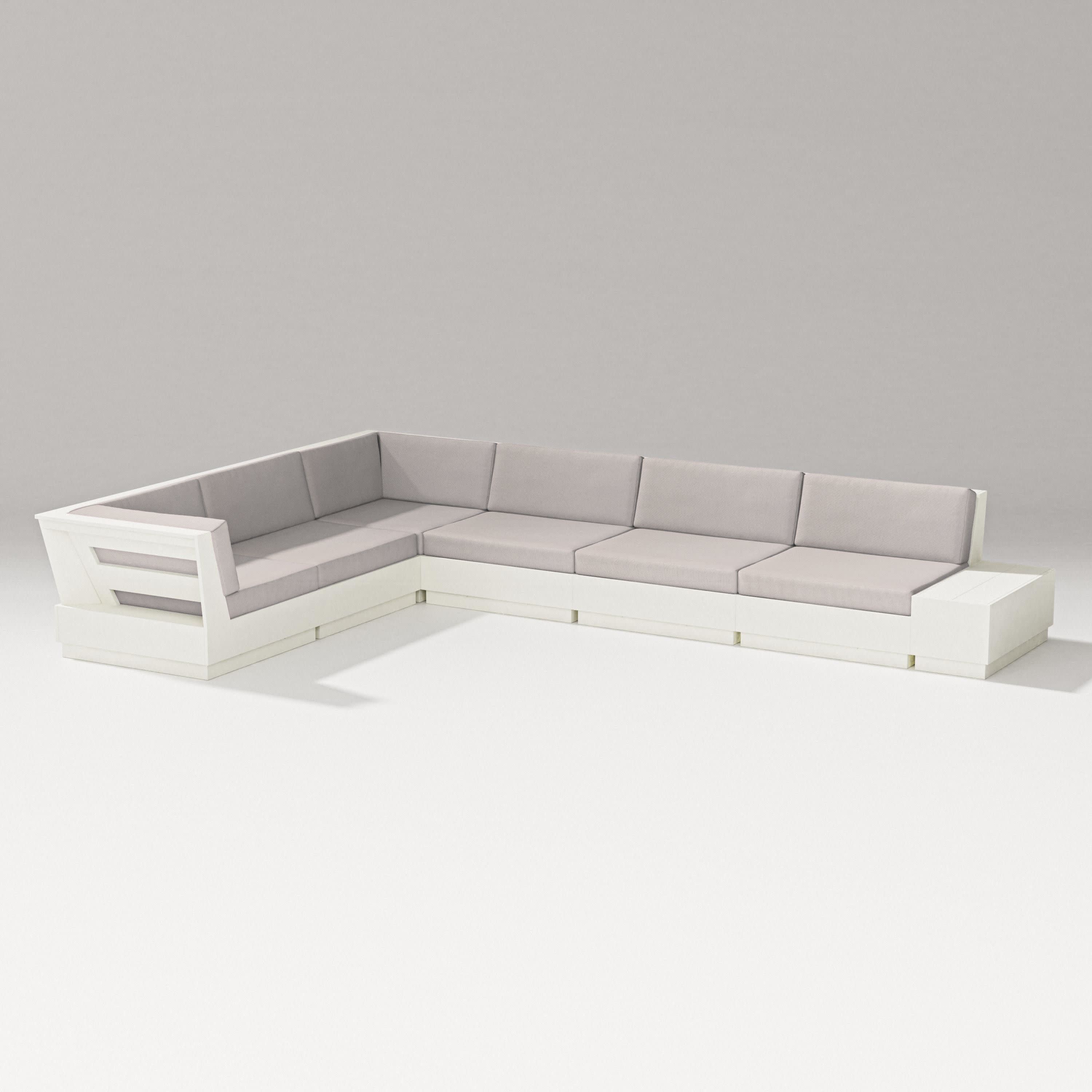 Elevate 7-Piece Corner Sectional in Vintage White / Dune Burlap