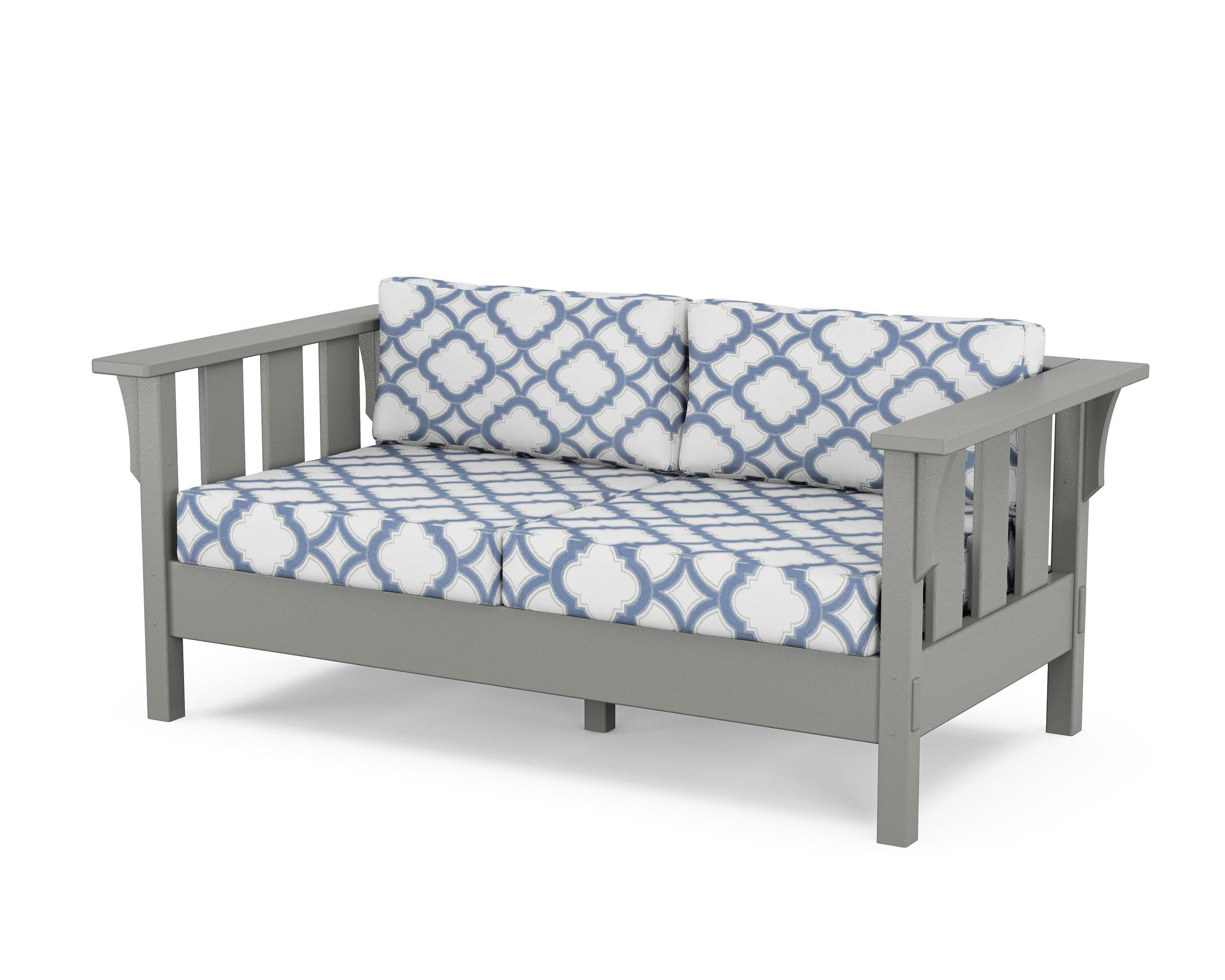 Acadia Deep Seating Loveseat in Slate Grey / Trellis Sky Blue