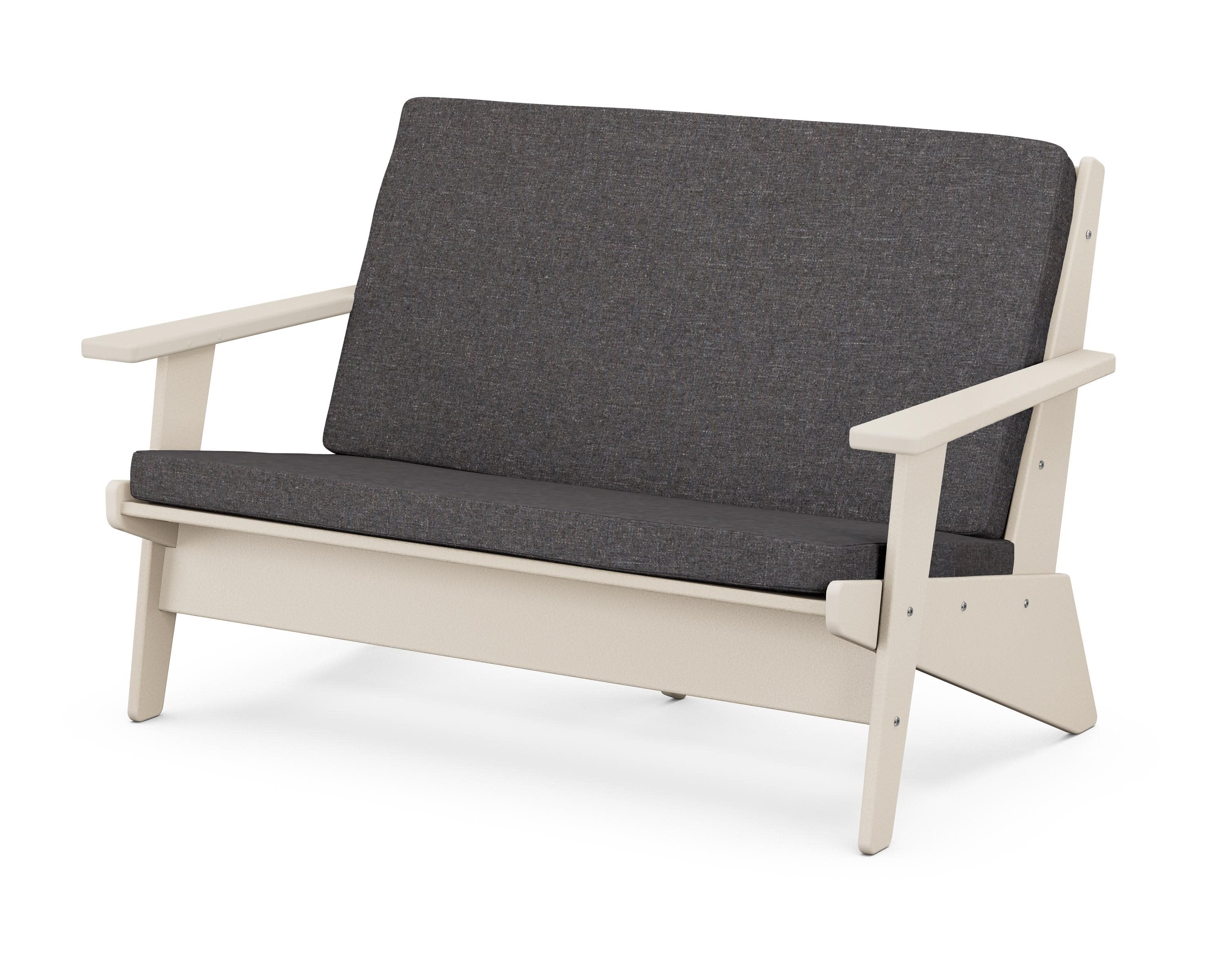 Riviera Modern Lounge Loveseat in Sand / Ash Charcoal