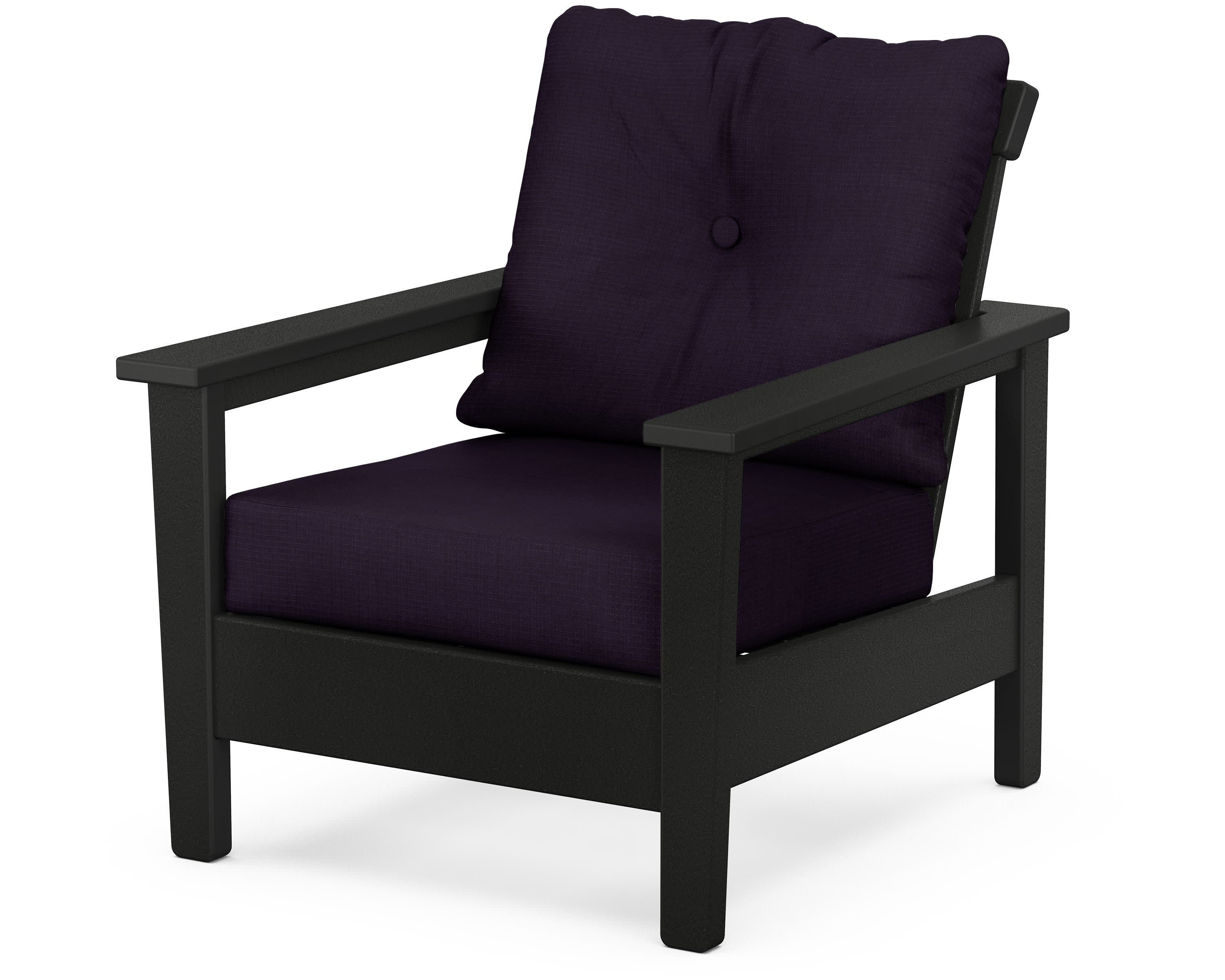 Prescott Deep Seating Chair in Black / Navy Linen