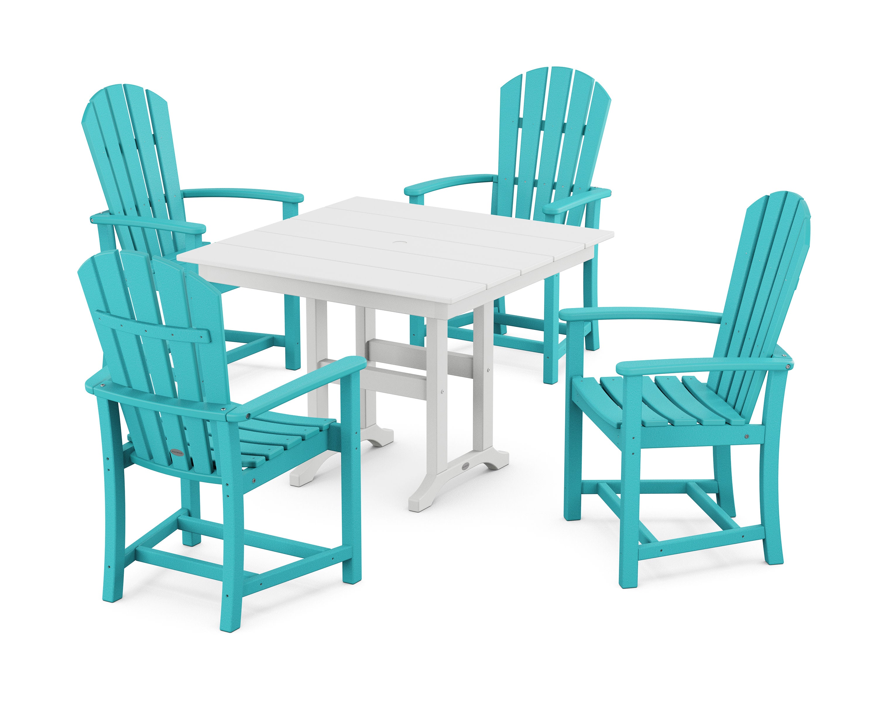 Palm Coast 5-Piece Farmhouse Dining Set in Aruba / White