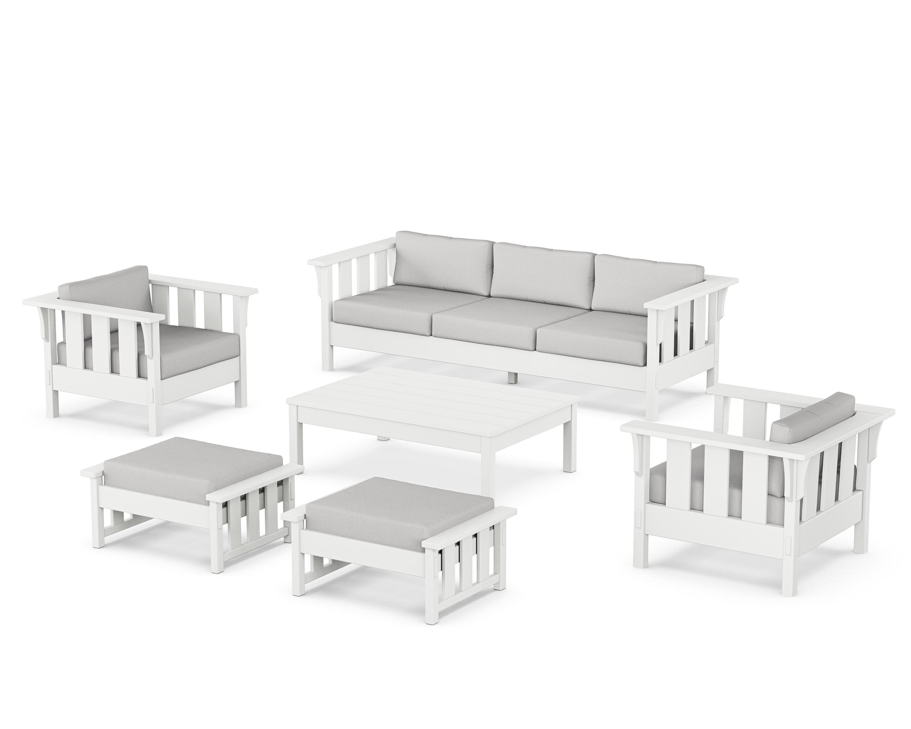 Acadia 6-Piece Lounge Sofa Set in White / Diamond in the Rough