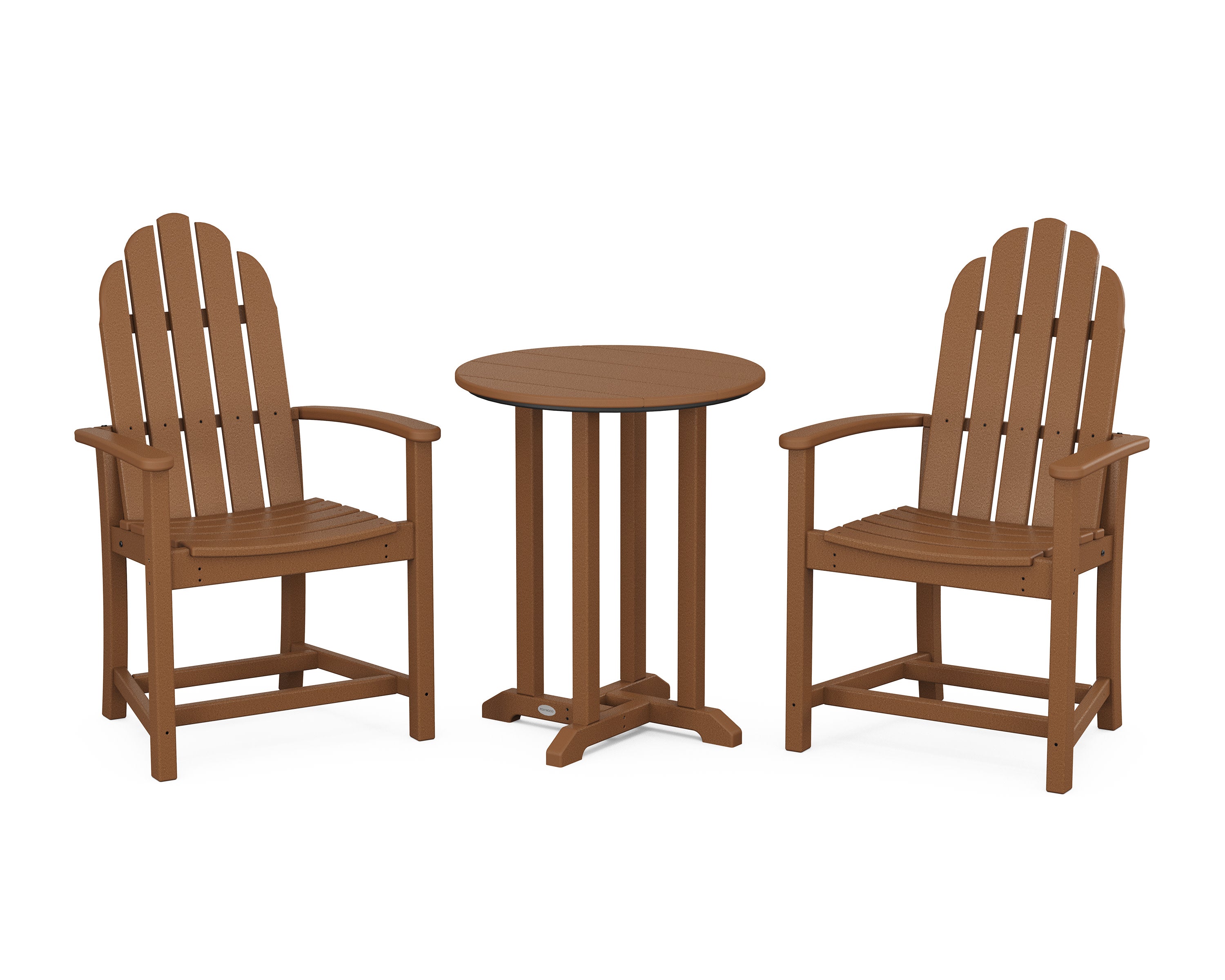 Classic Adirondack 3-Piece Round Bistro Dining Set in Teak
