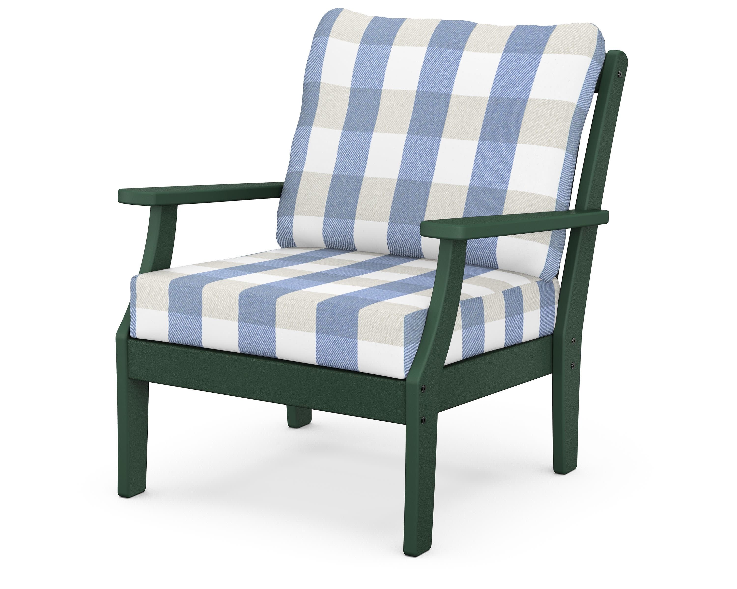 Braxton Deep Seating Chair in Green / Buffalo Plaid Sky Blue