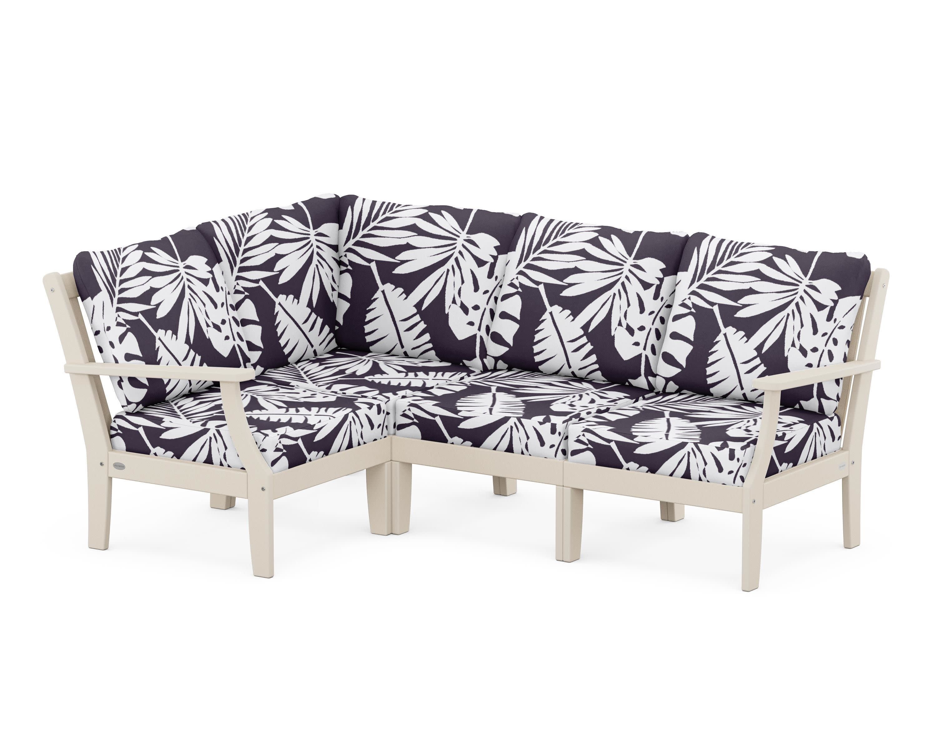 Braxton Modular 4-Piece Deep Seating Set in Sand / Leaf Navy