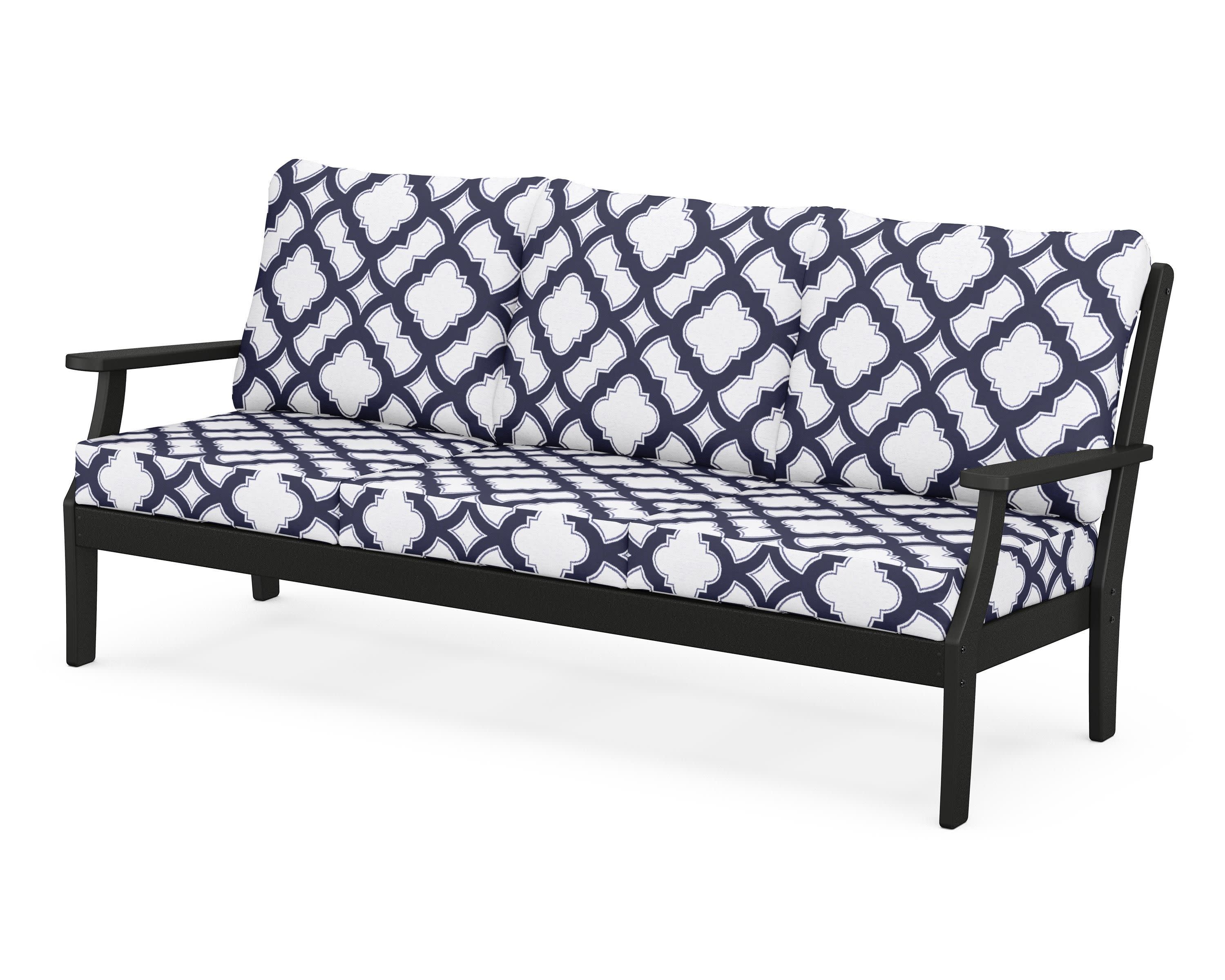 Braxton Deep Seating Sofa in Black / Trellis Navy