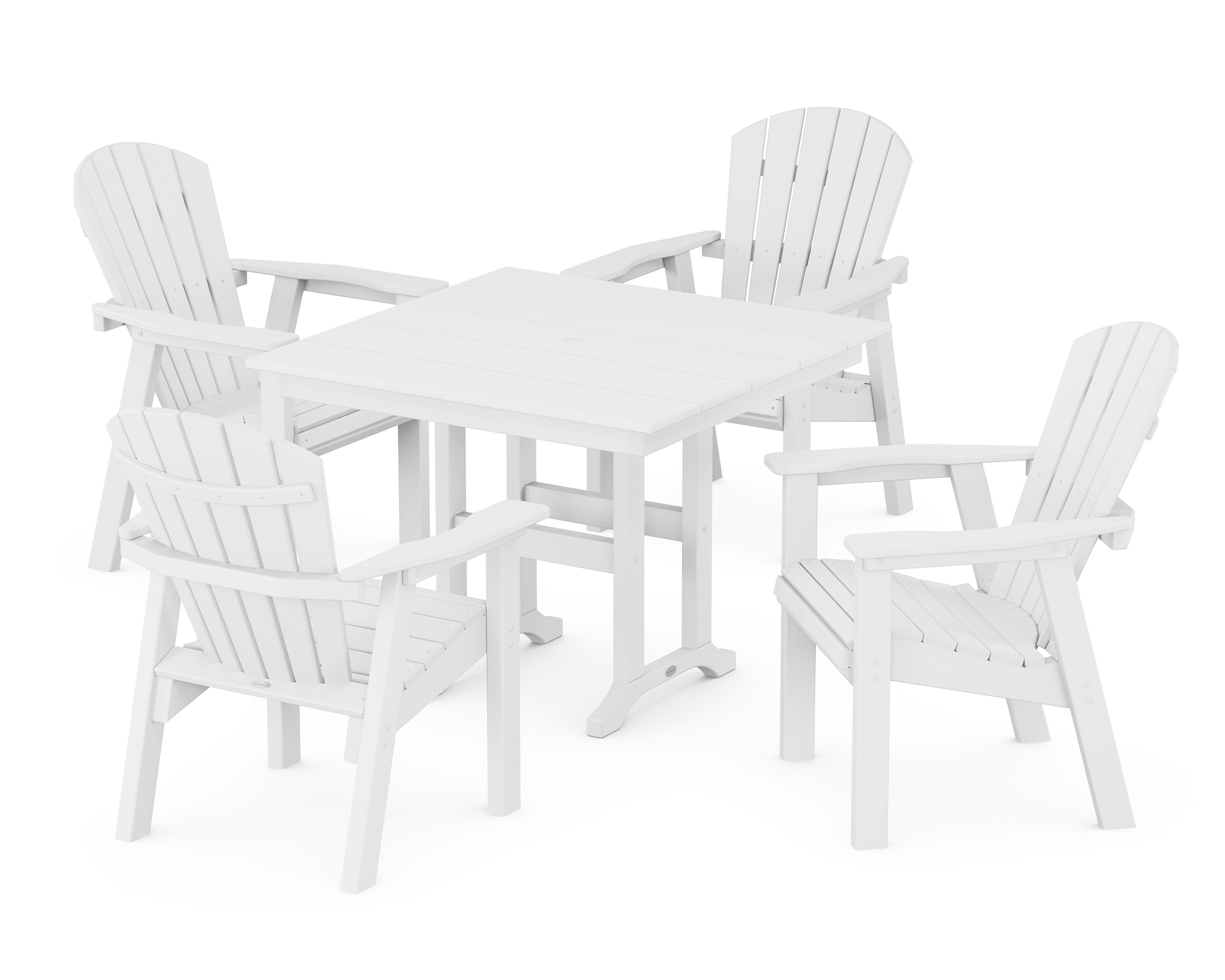 Seashell Chair 5-Piece Farmhouse Dining Set in White