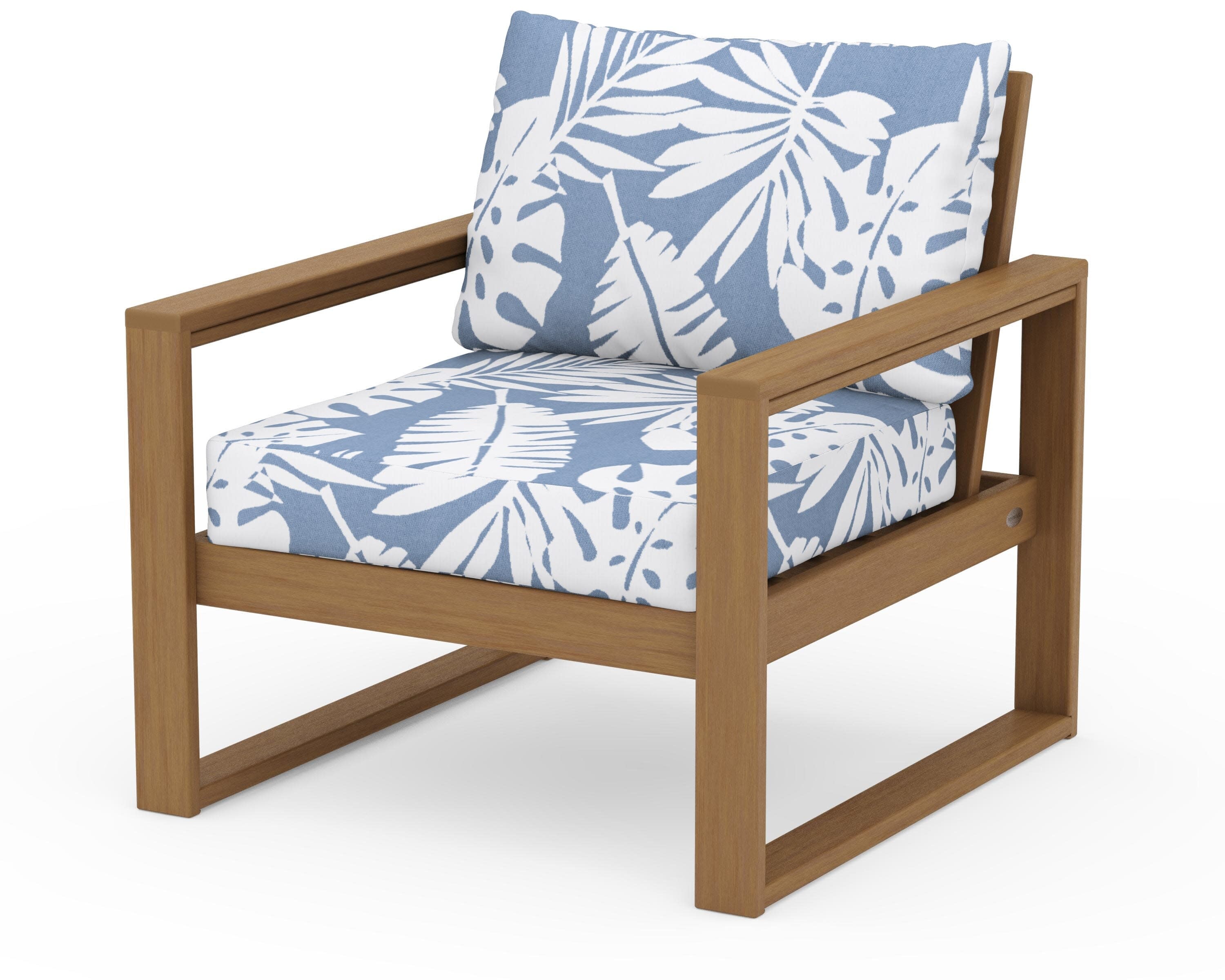 EDGE Club Chair in Natural / Leaf Sky Blue