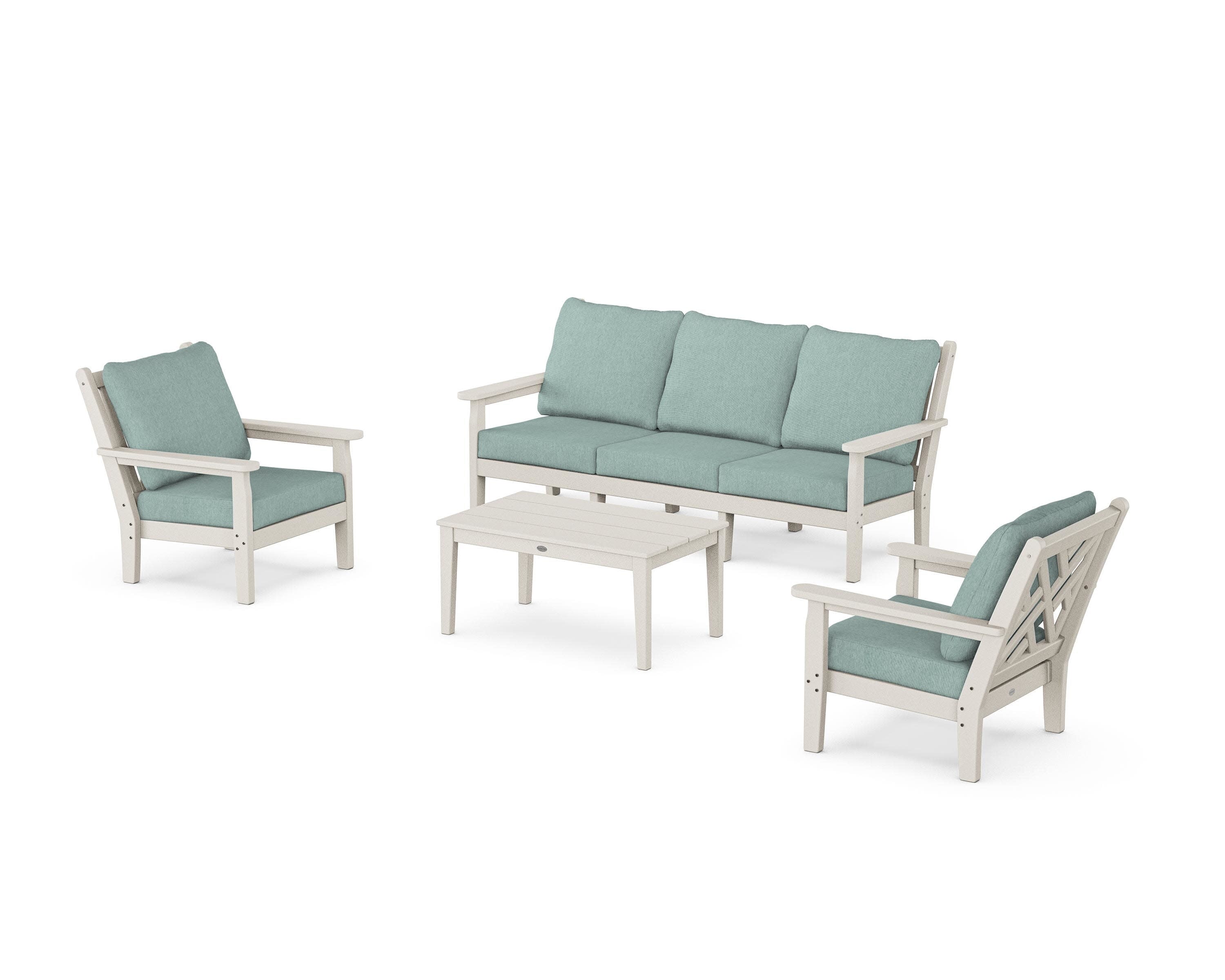 Chippendale 4-Piece Deep Seating Set with Sofa in Sand / Glacier Spa