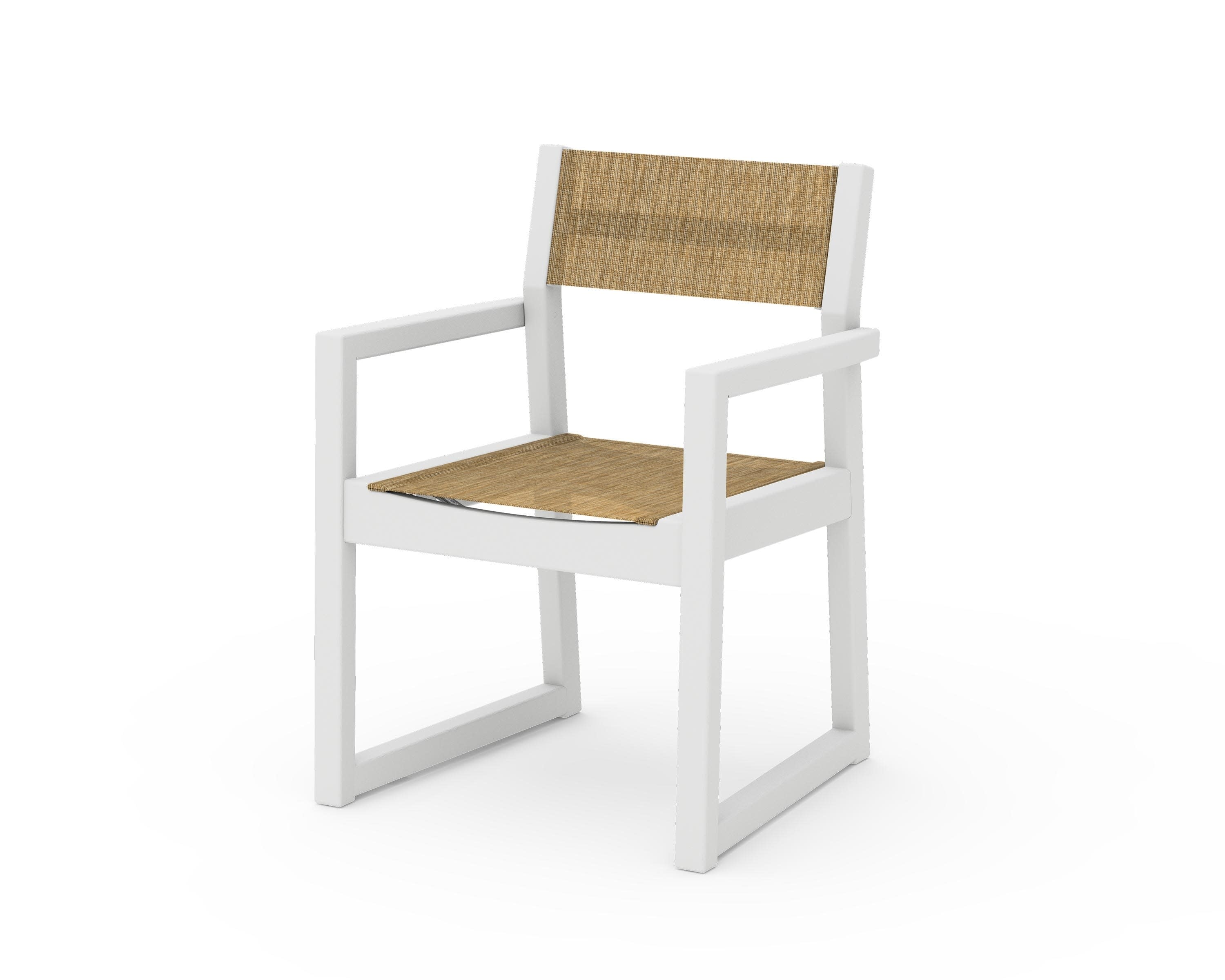 EDGE Sling Dining Arm Chair in White / Burlap Sling