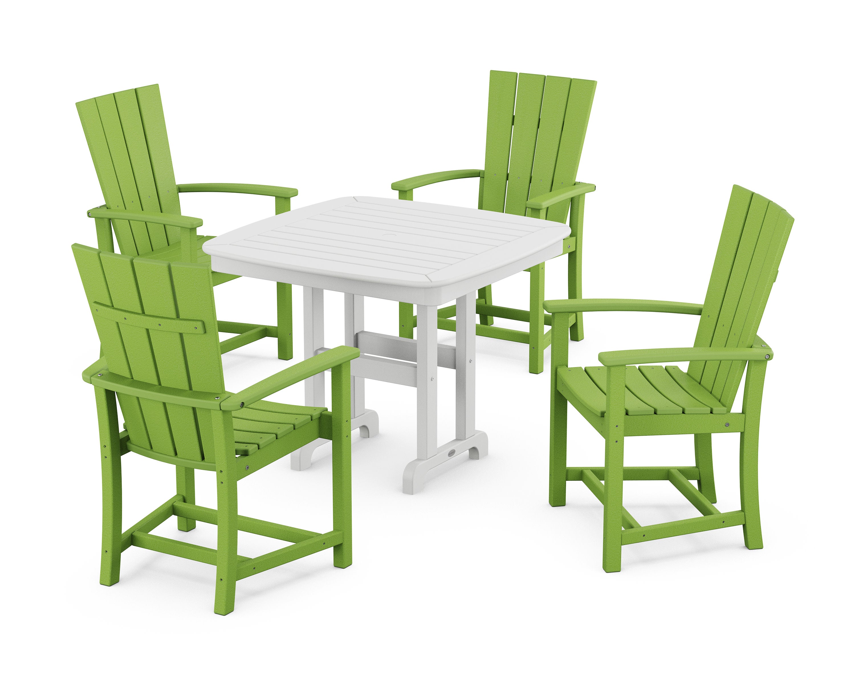 Quattro 5-Piece Dining Set in Lime / White