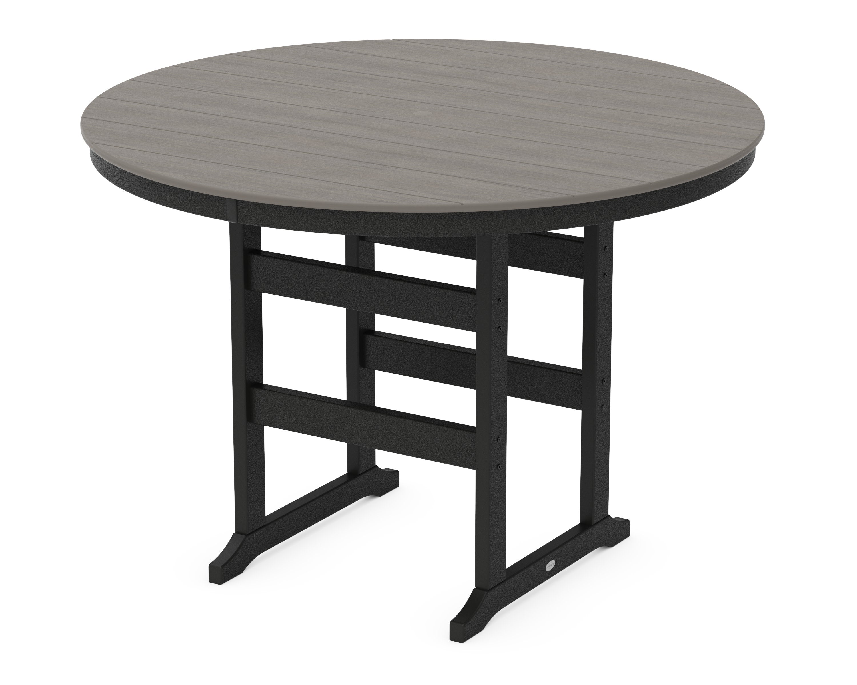 60" Round Farmhouse Bar Table in Black / Driftwood