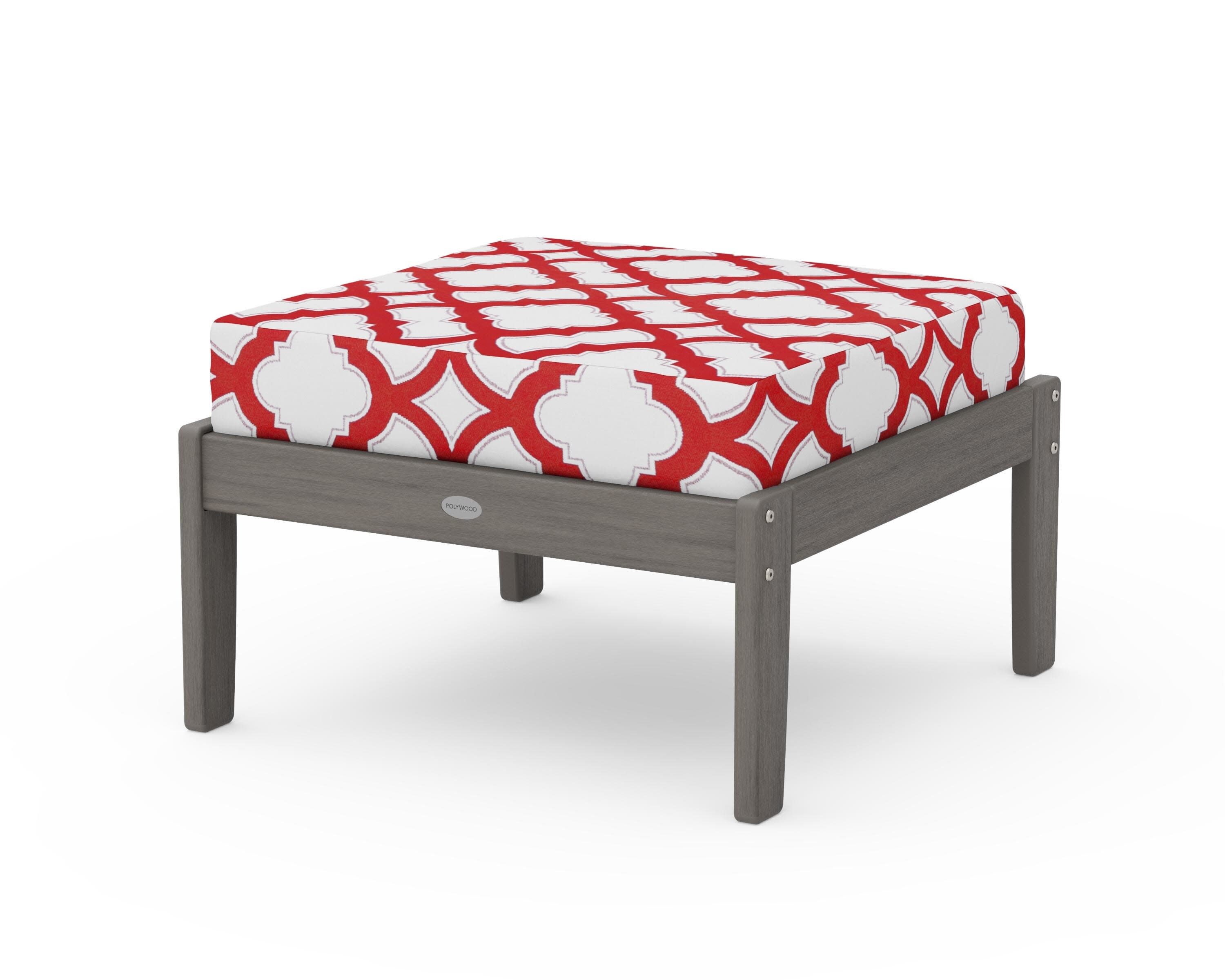 Braxton Deep Seating Ottoman in Driftwood / Trellis Crimson