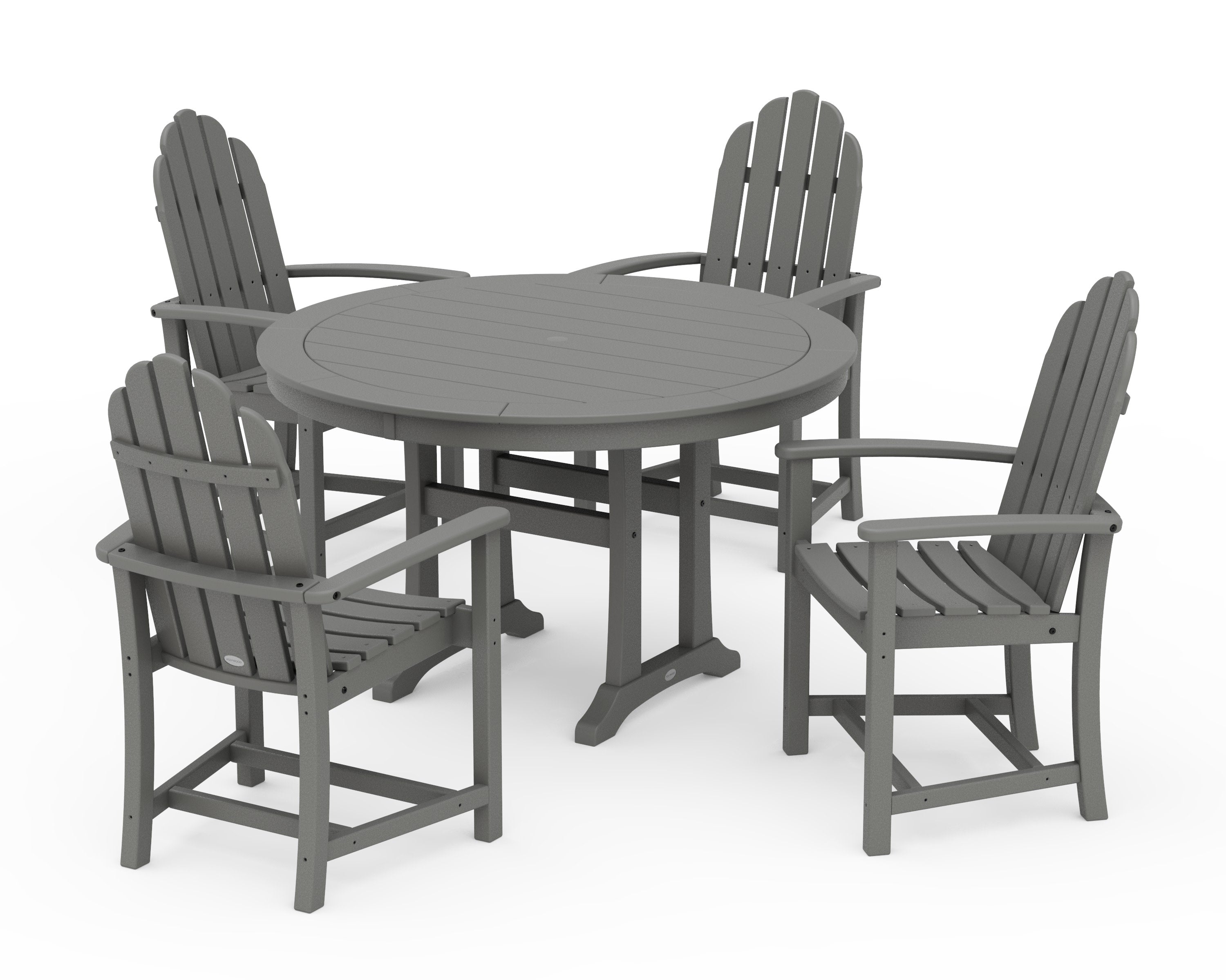 Classic Adirondack 5-Piece Round Dining Set with Trestle Legs in Slate Grey
