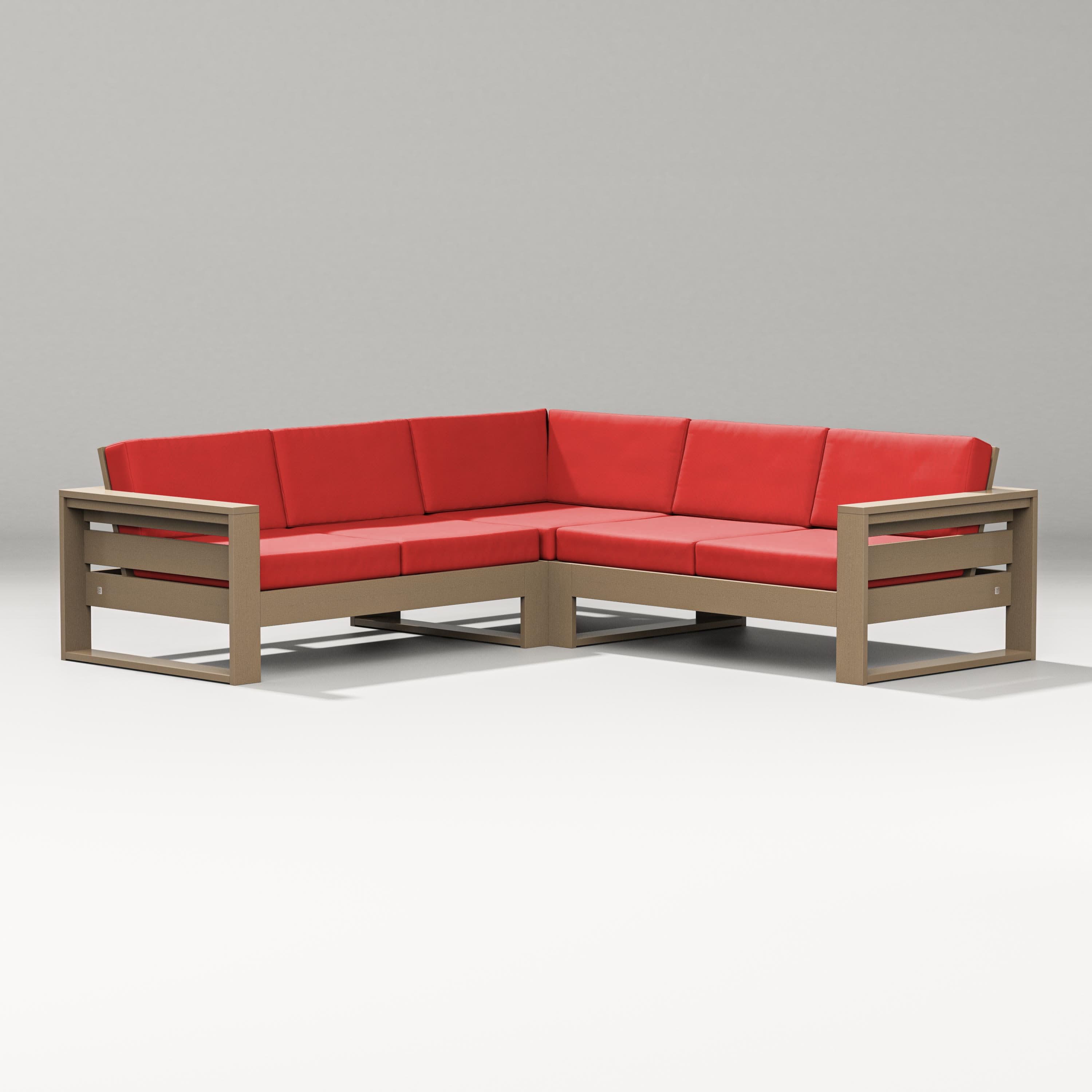 Latitude Corner Sectional in Vintage Sahara / Crimson Linen