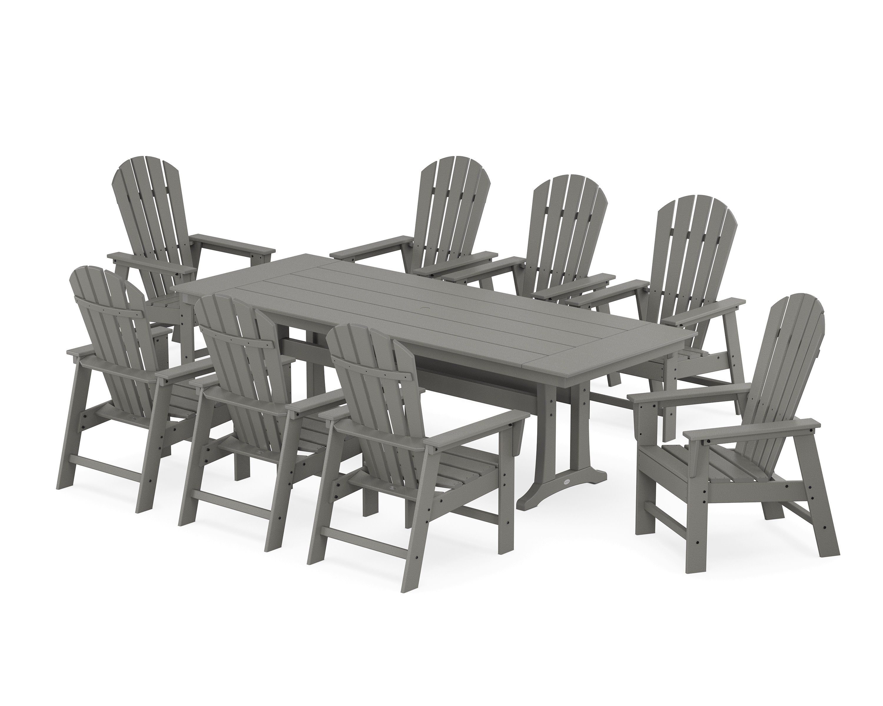 South Beach 9-Piece Farmhouse Dining Set with Trestle Legs in Slate Grey