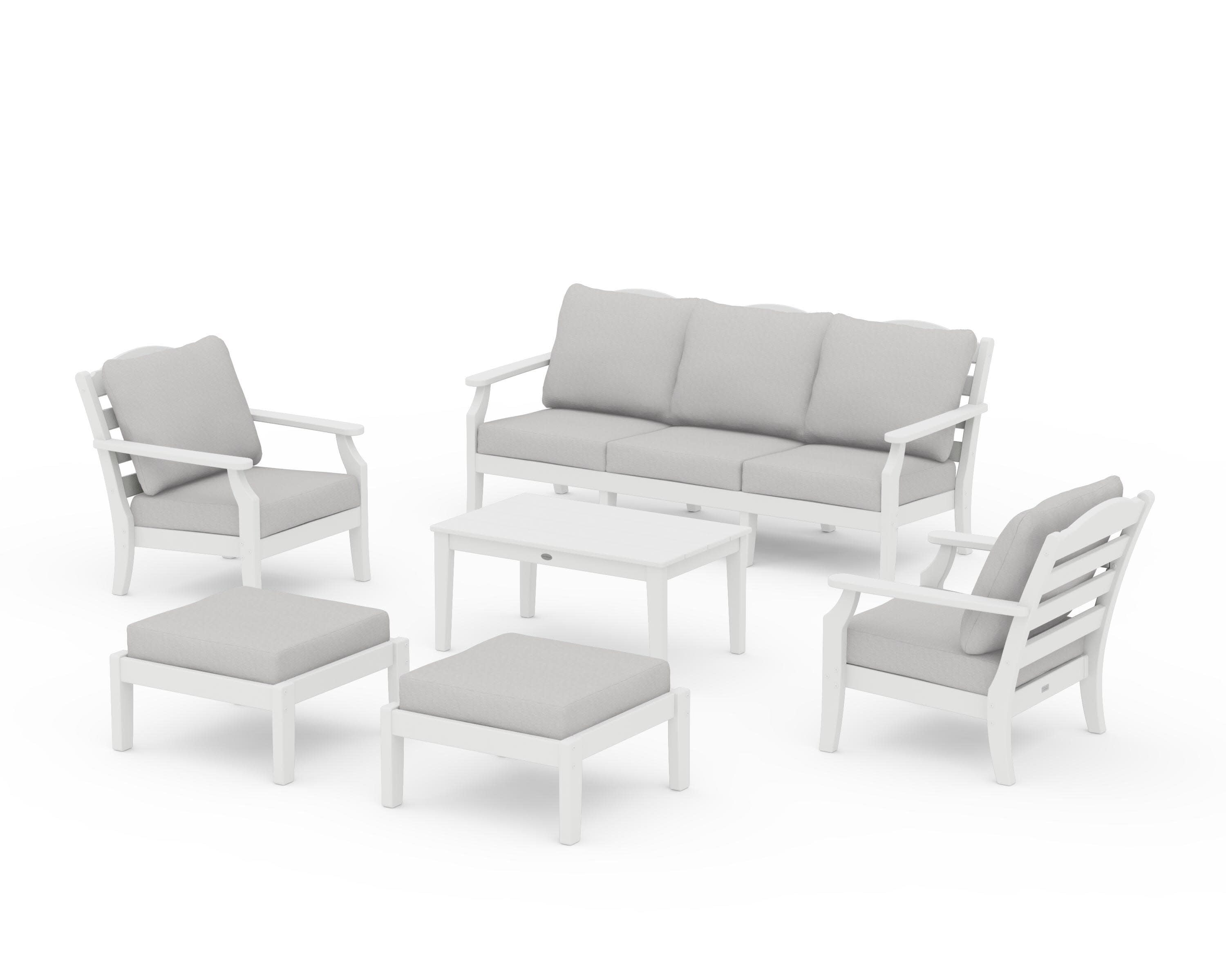 Savannah 6-Piece Lounge Sofa Set in White / Diamond in the Rough