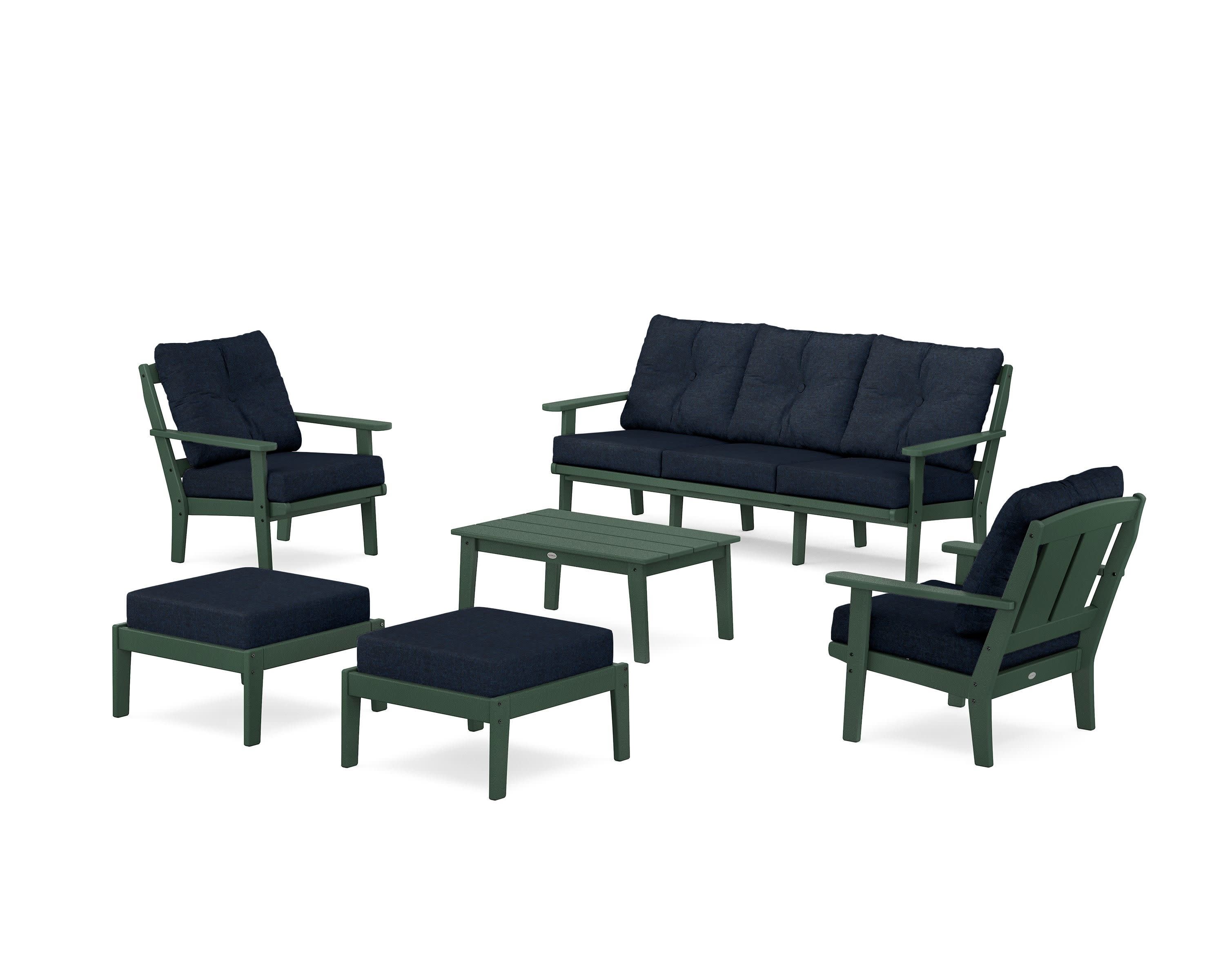 Mission 6-Piece Lounge Sofa Set in Green / Marine Indigo