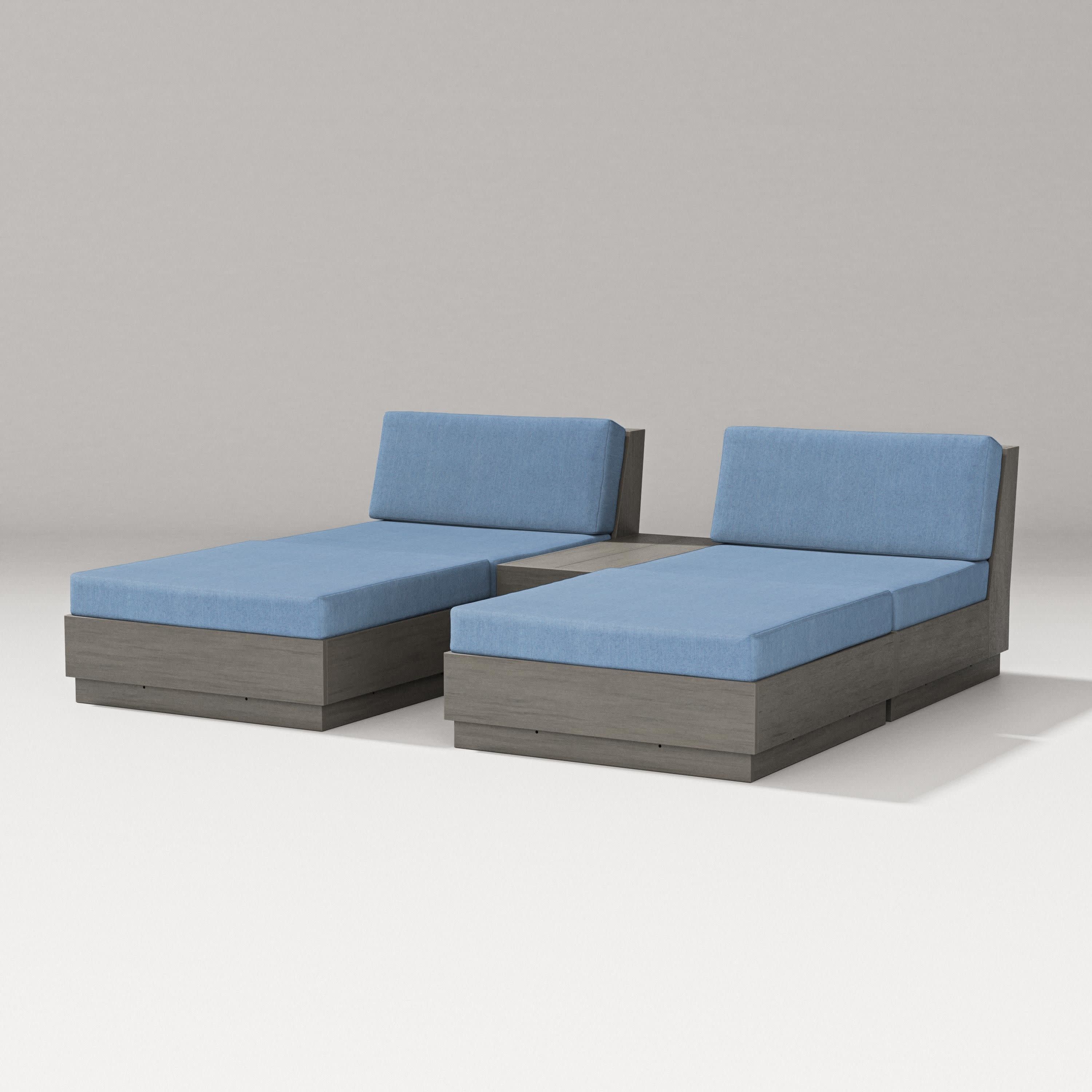 Elevate Double Chaise Set in Driftwood / Sky Blue