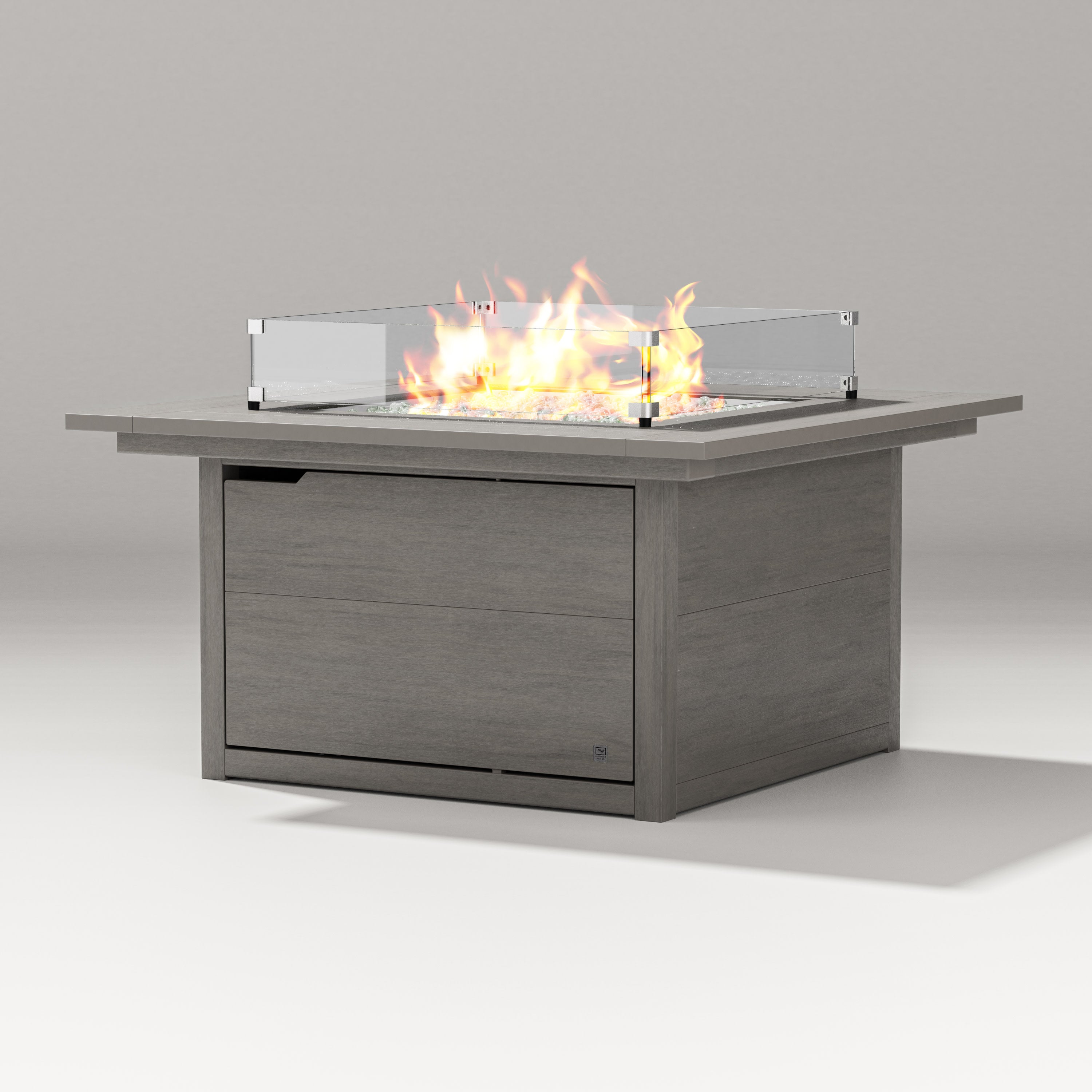 Cube Fire Table in Driftwood