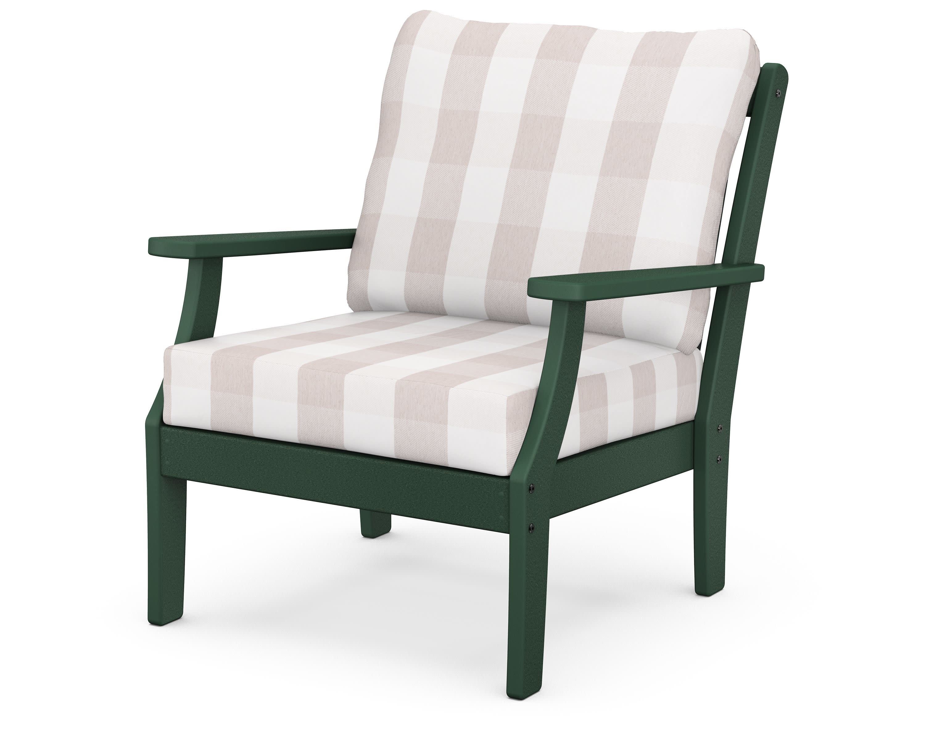 Braxton Deep Seating Chair in Green / Buffalo Plaid Dune Burlap