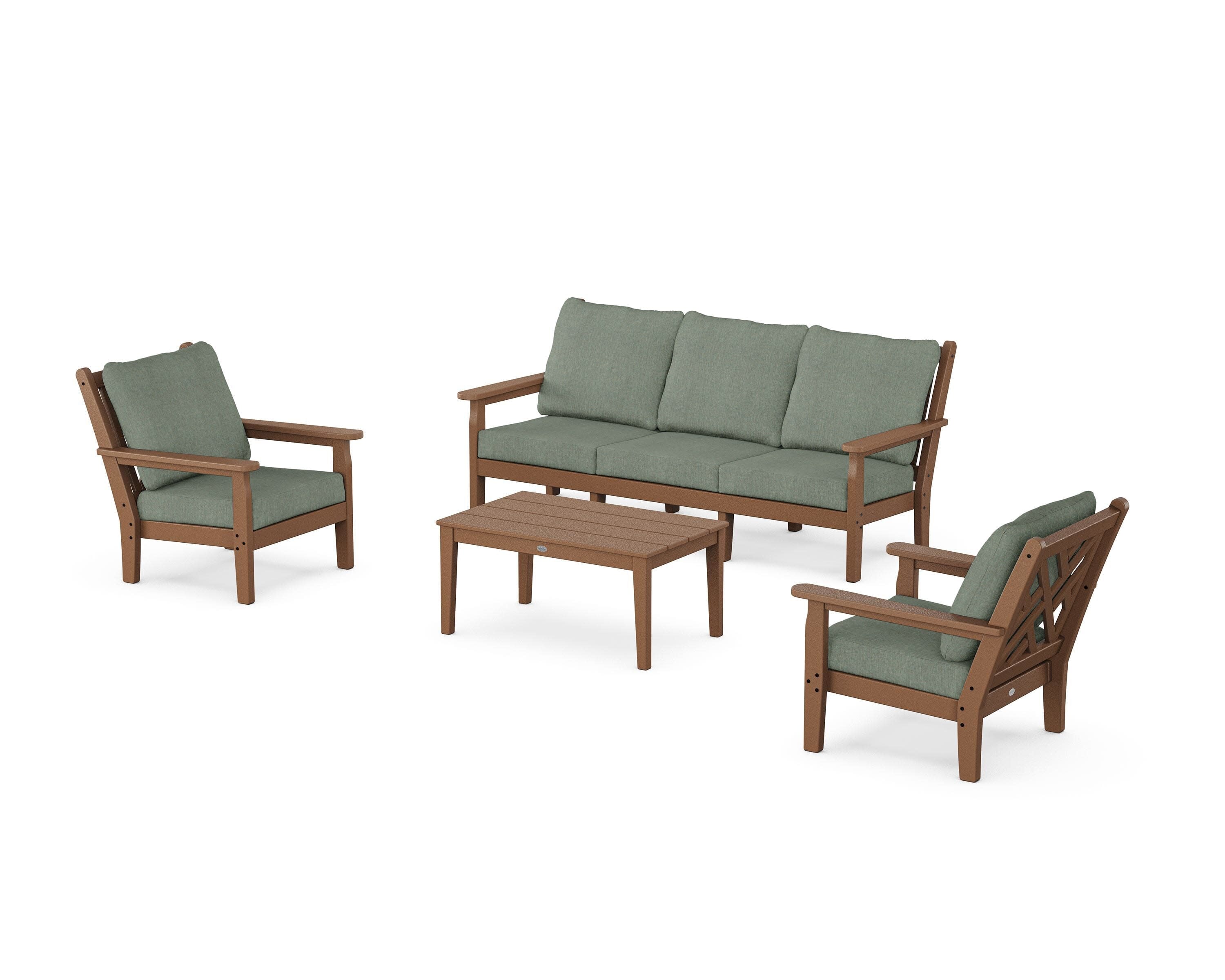 Chippendale 4-Piece Deep Seating Set with Sofa in Teak / Cast Sage