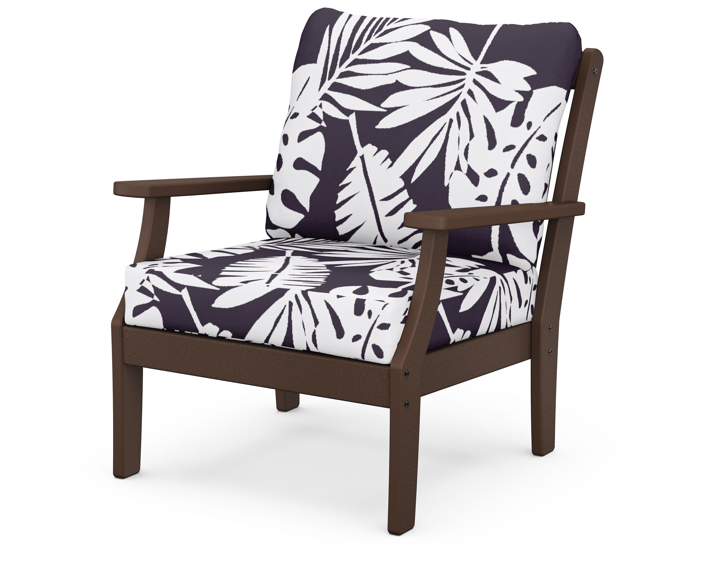 Braxton Deep Seating Chair in Mahogany / Leaf Navy
