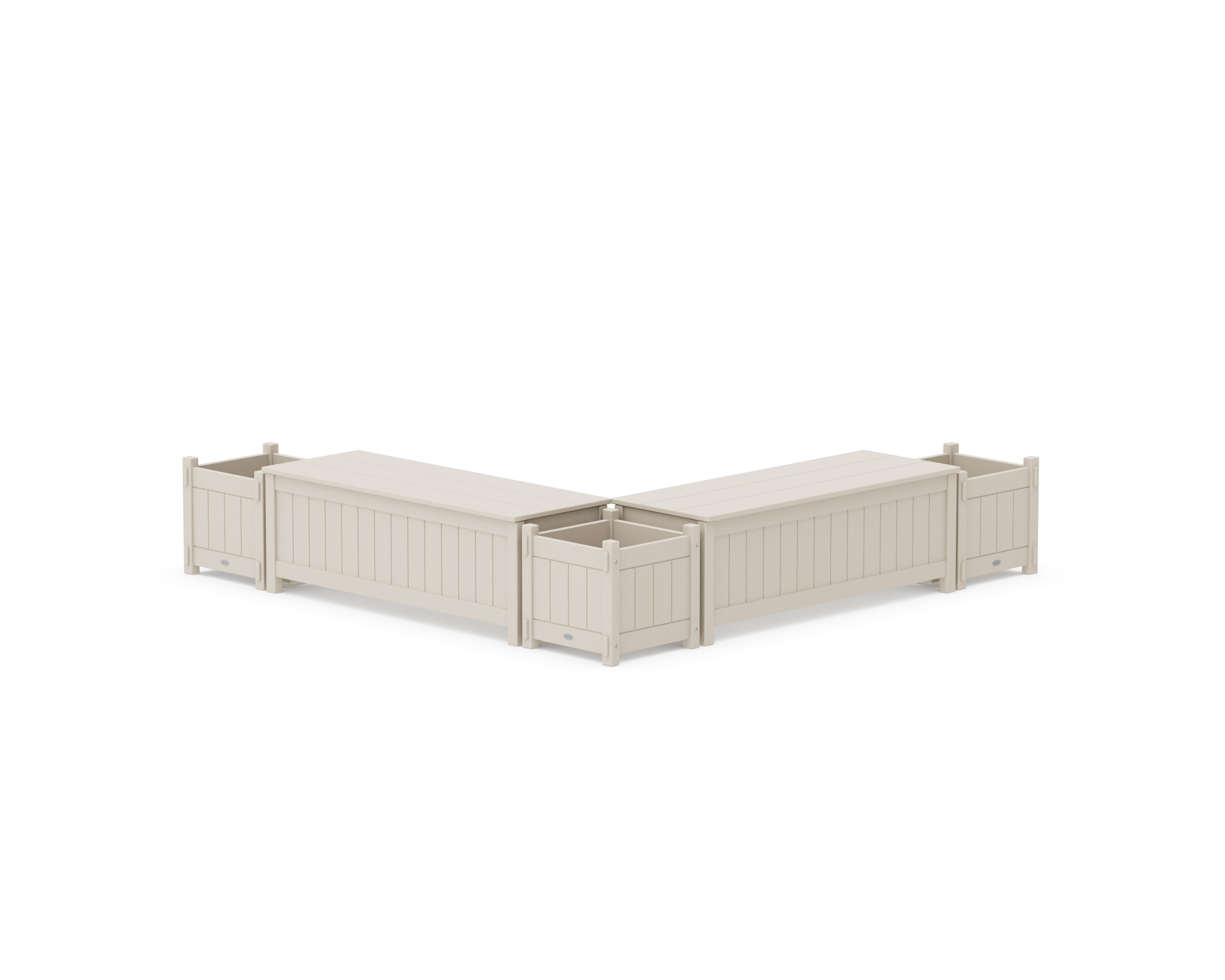 48" Vineyard L- Shaped Planter Storage Bench Corner Set in Sand