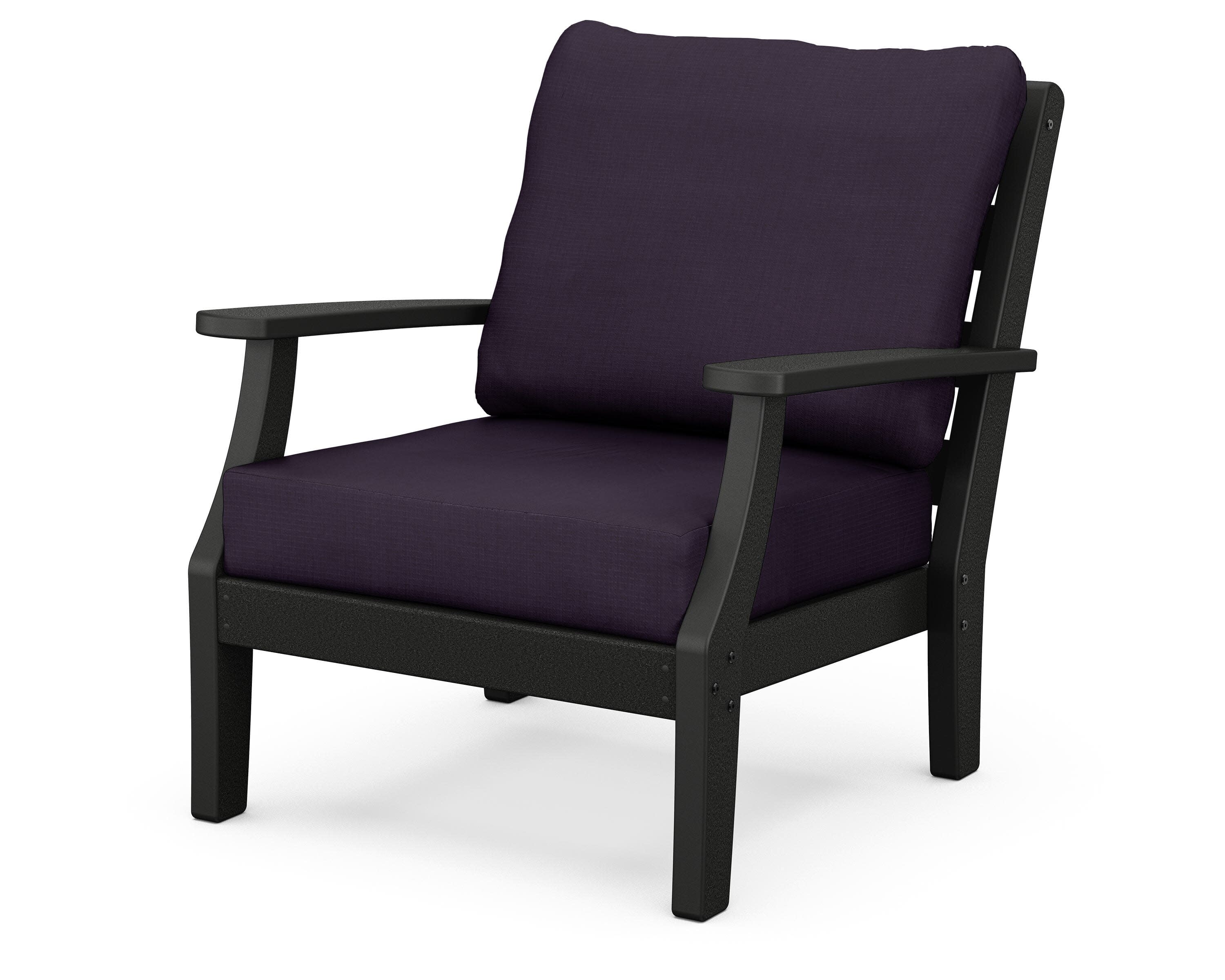 Chesapeake Deep Seating Chair in Black / Navy Linen