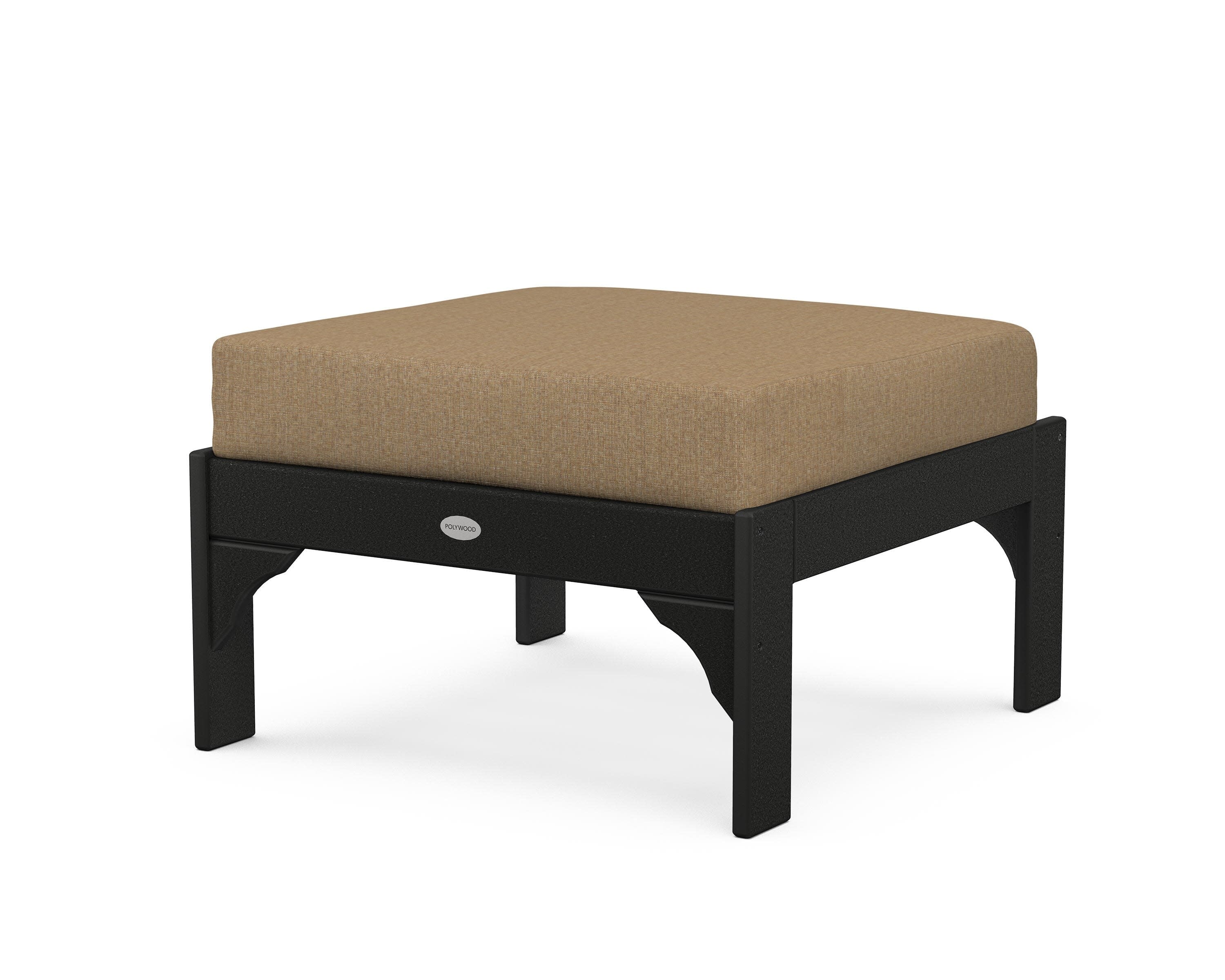 Vineyard Deep Seating Ottoman in Black / Sesame
