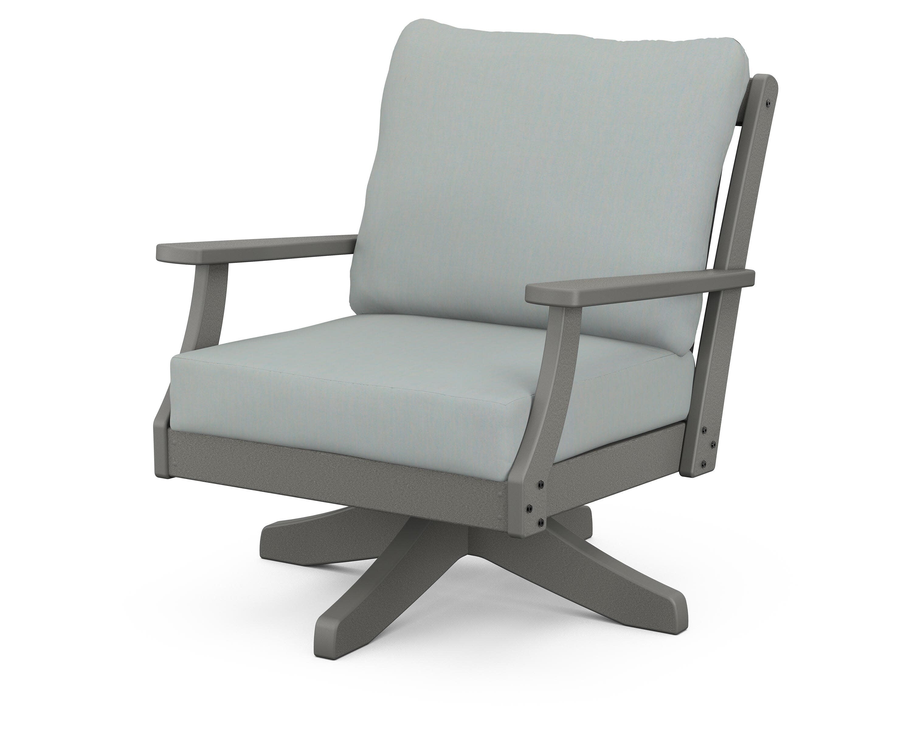 Braxton Deep Seating Swivel Chair in Slate Grey / Spa