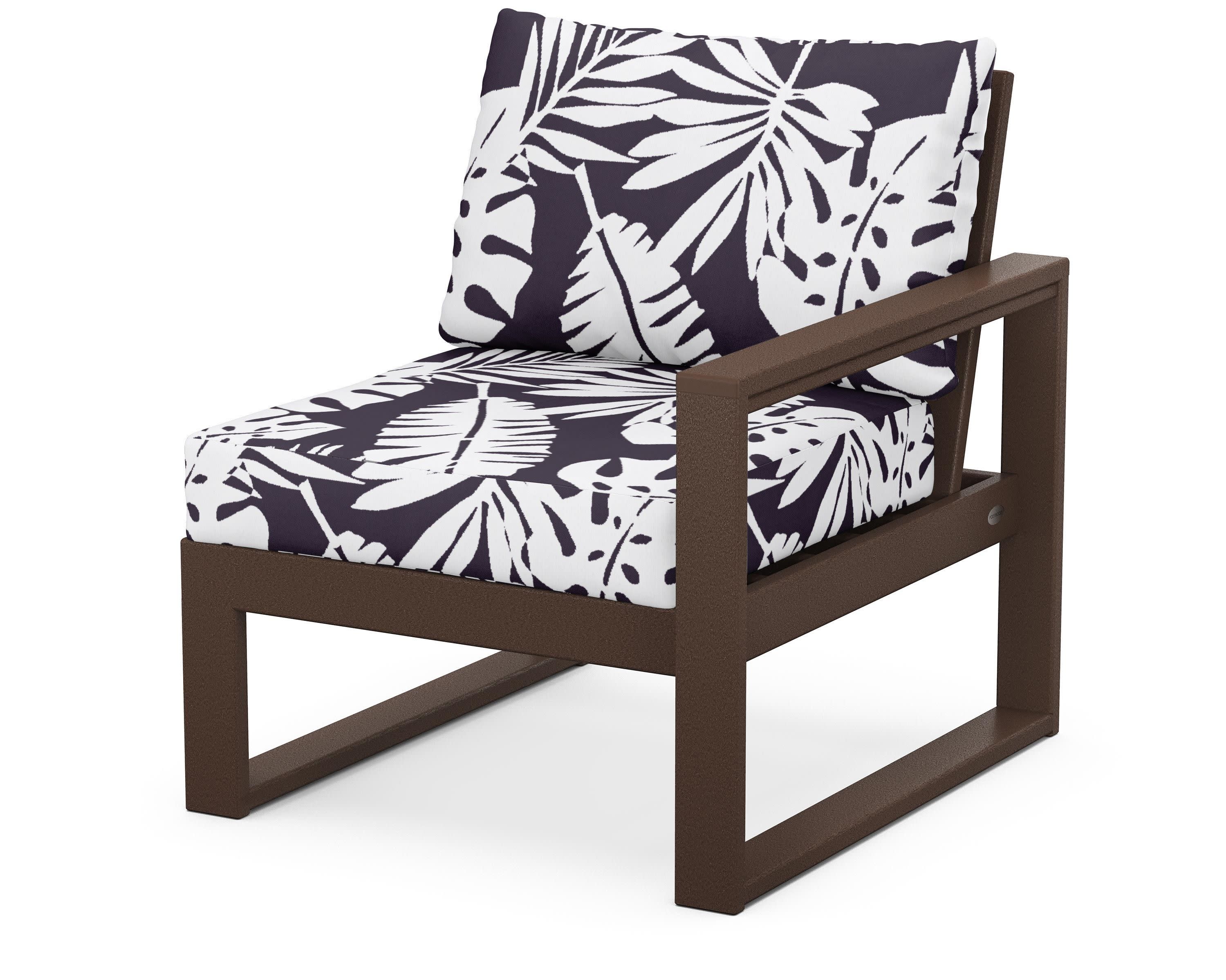 EDGE Modular Right Arm Chair in Mahogany / Leaf Navy