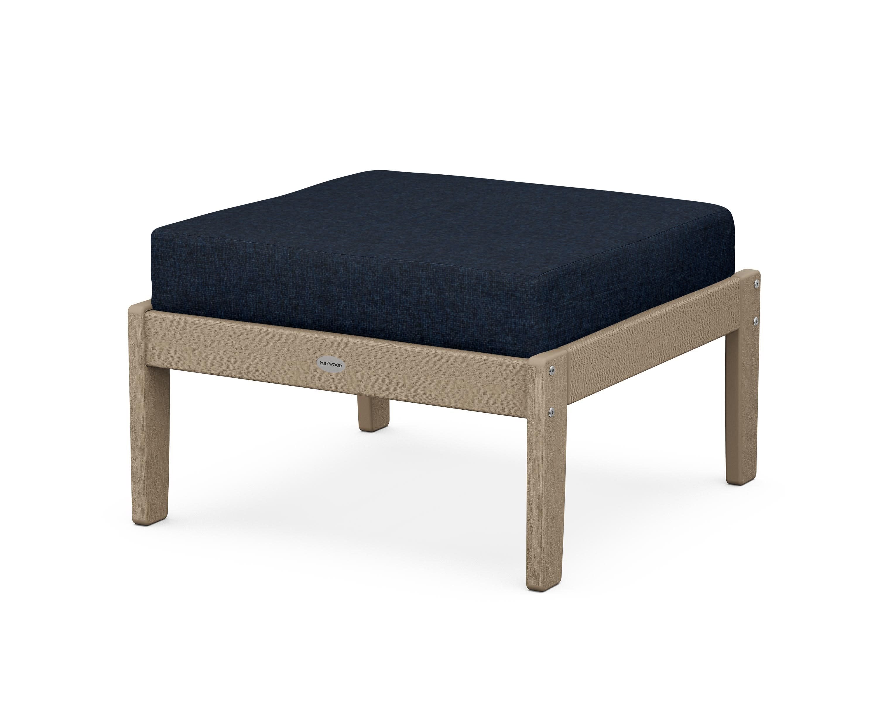 Braxton Deep Seating Ottoman in Vintage Sahara / Marine Indigo