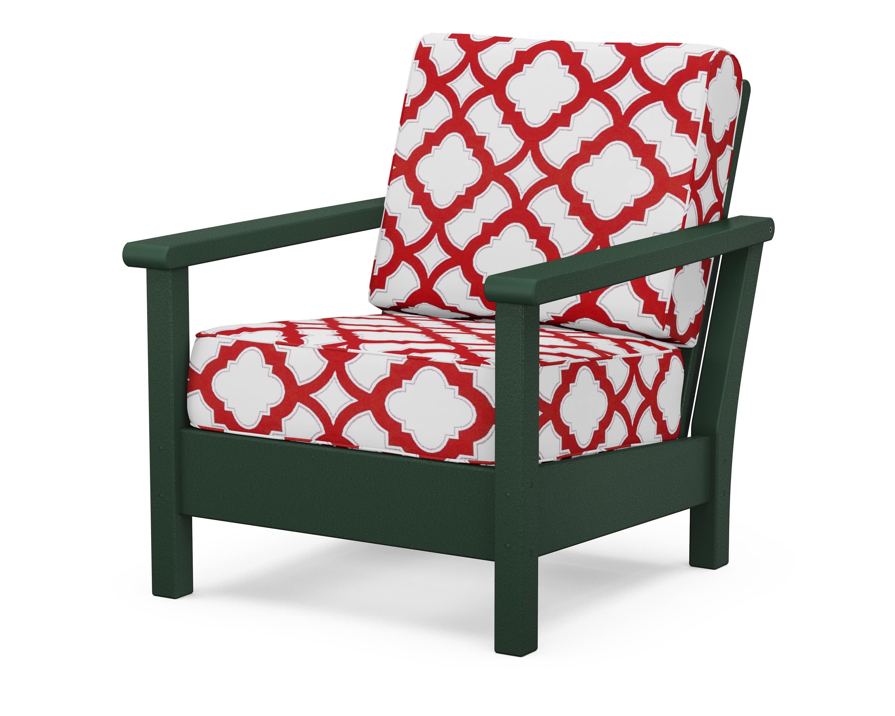 Harbour Deep Seating Chair in Green / Trellis Crimson