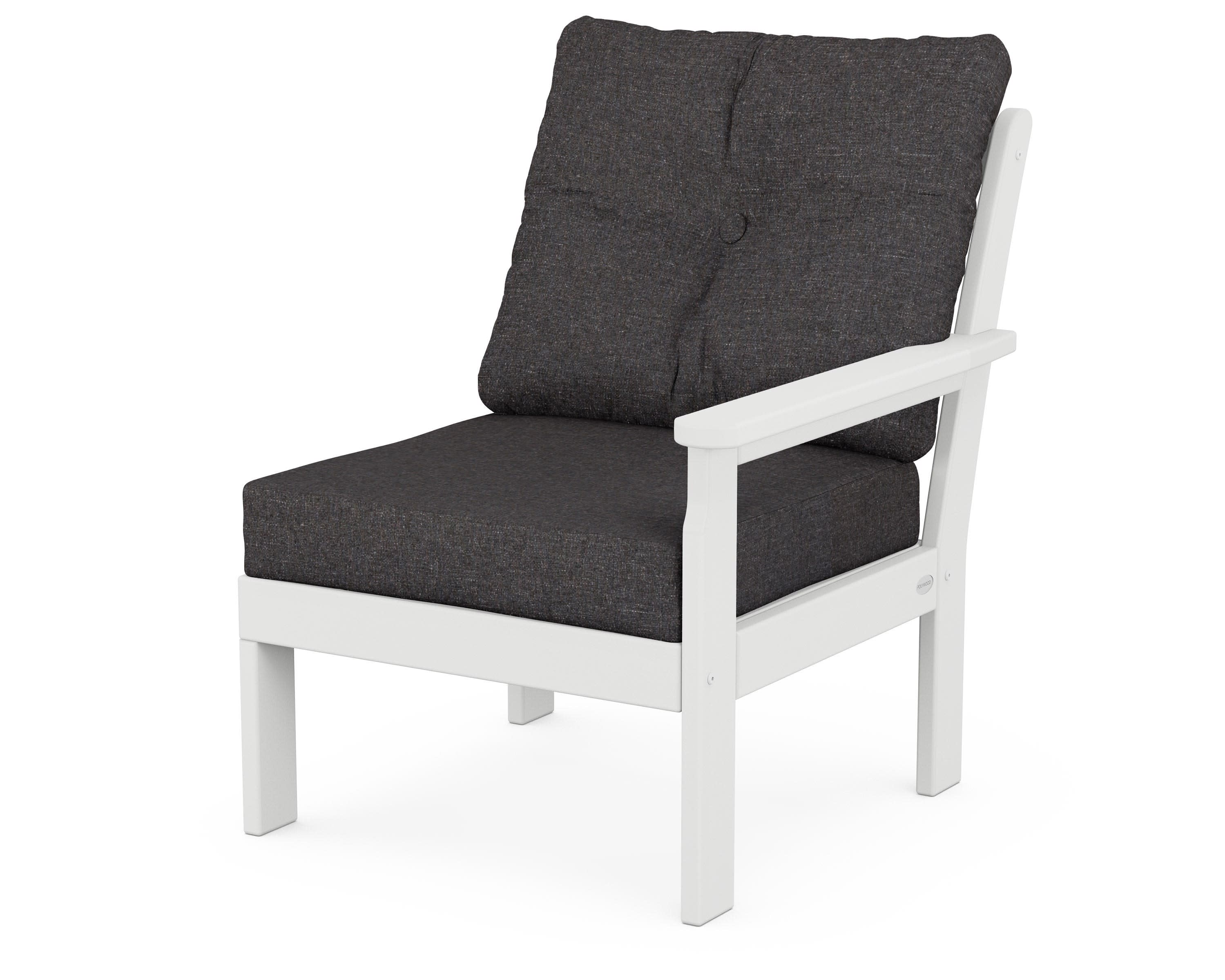 Vineyard Modular Right Arm Chair in White / Ash Charcoal