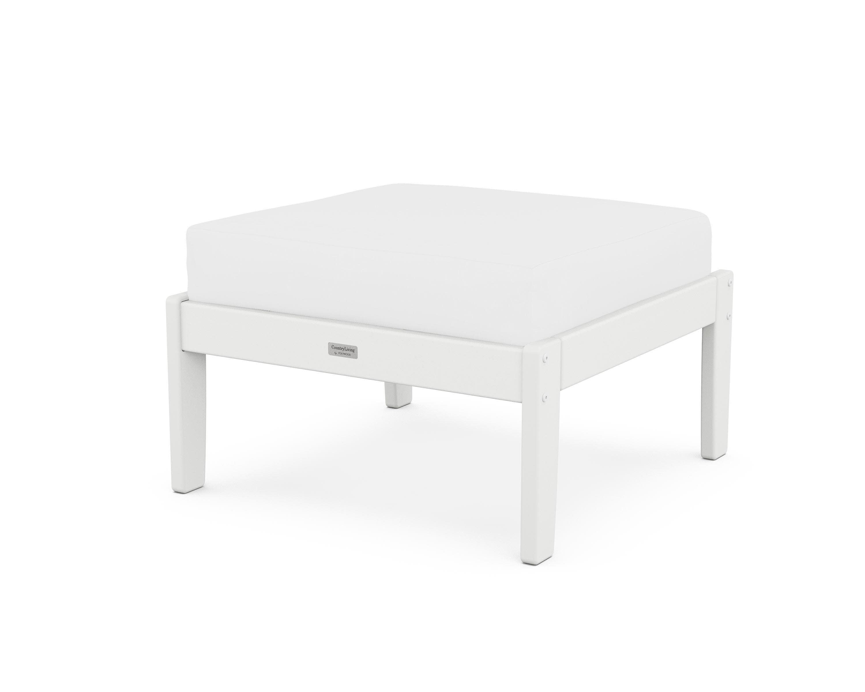 Cottage Deep Seating Ottoman in White / Natural