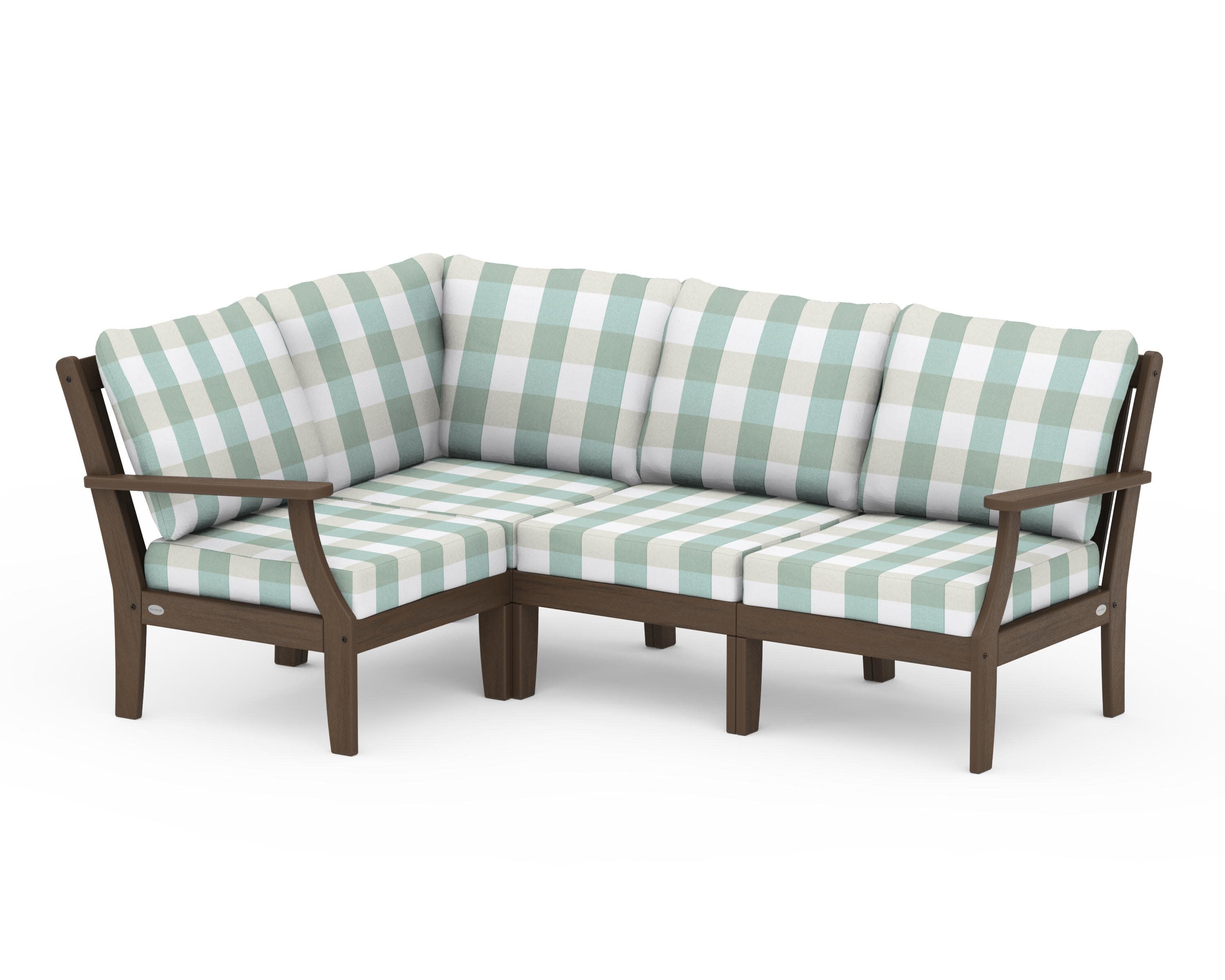 Braxton Modular 4-Piece Deep Seating Set in Kona / Buffalo Plaid Glacier Spa