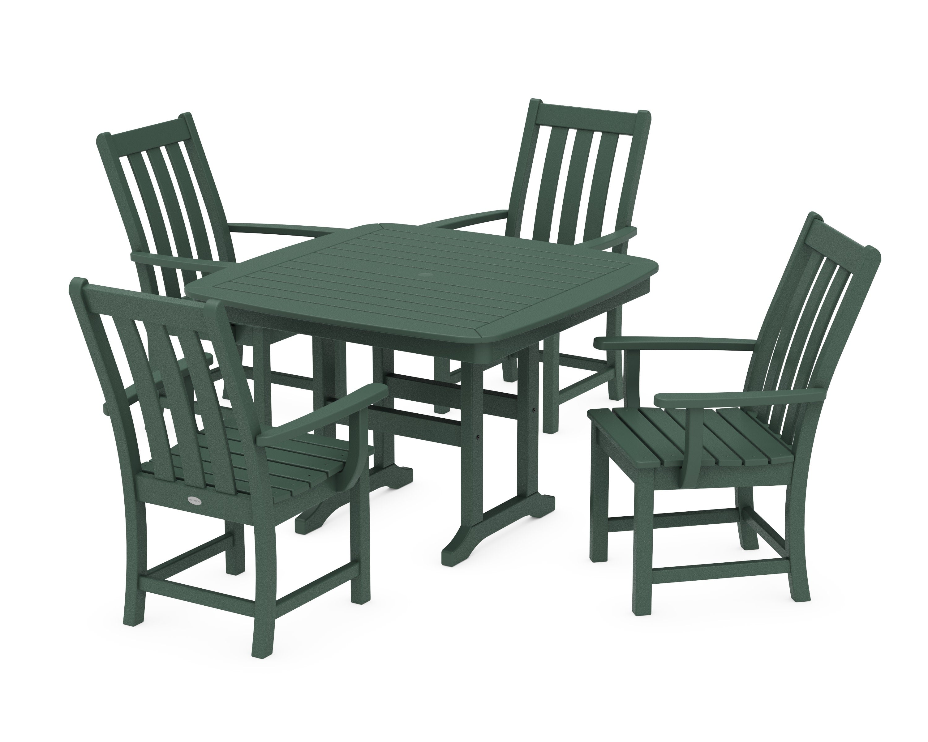 Vineyard 5-Piece Dining Set with Trestle Legs in Green