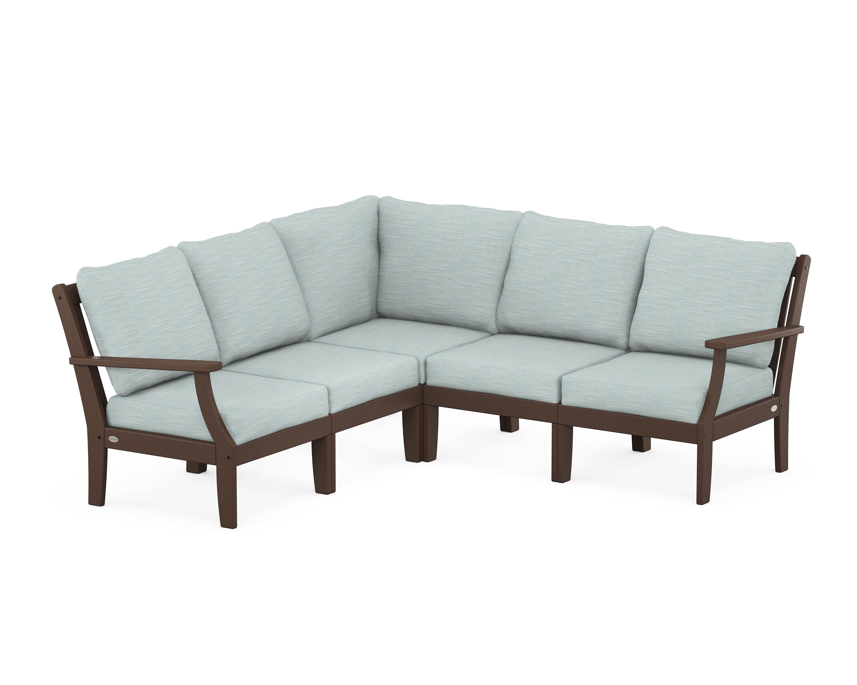 Braxton Modular 5-Piece Deep Seating Set in Mahogany / Soothe Mist