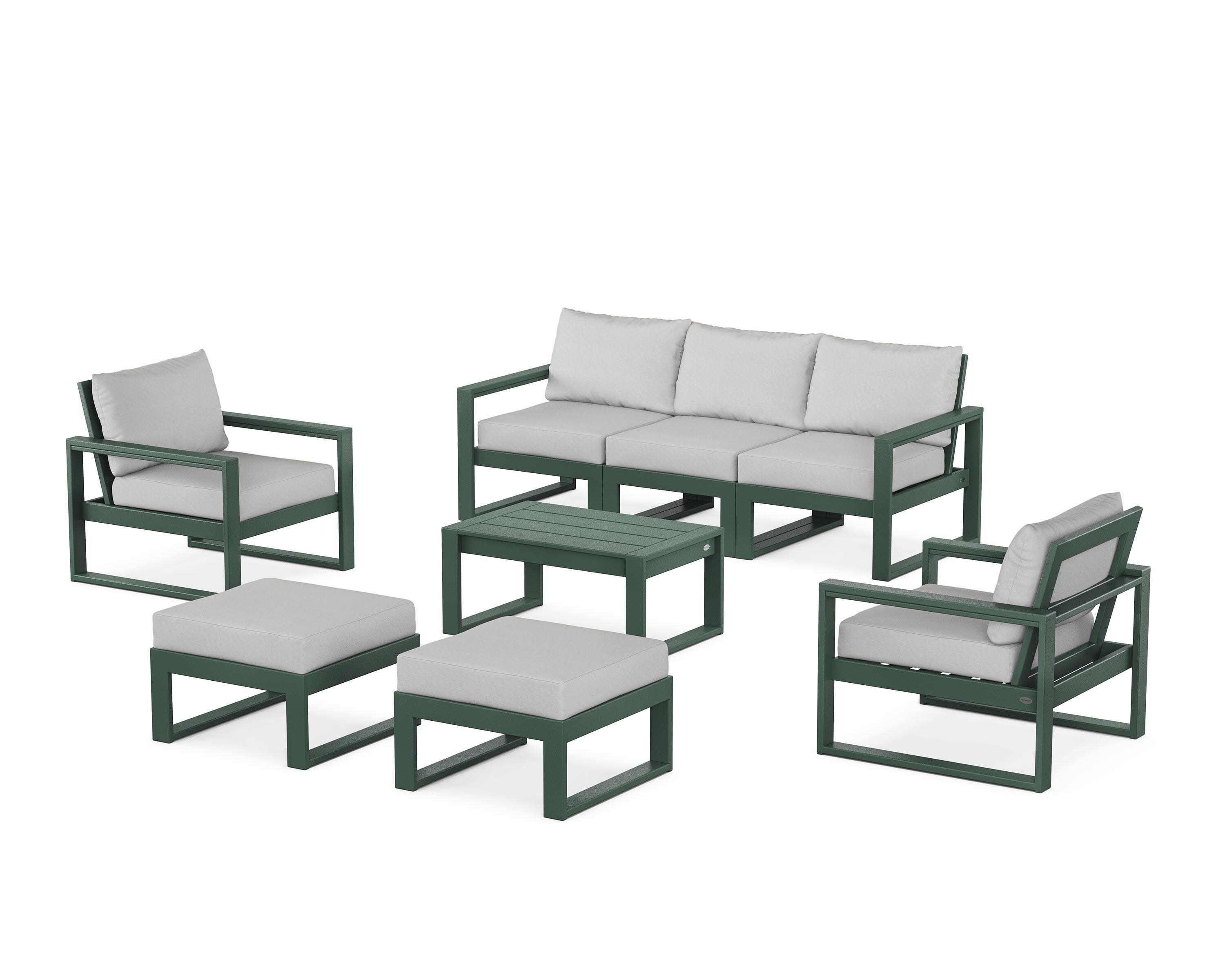 EDGE Sectional 8-Piece Lounge Sofa Set in Green / Diamond in the Rough