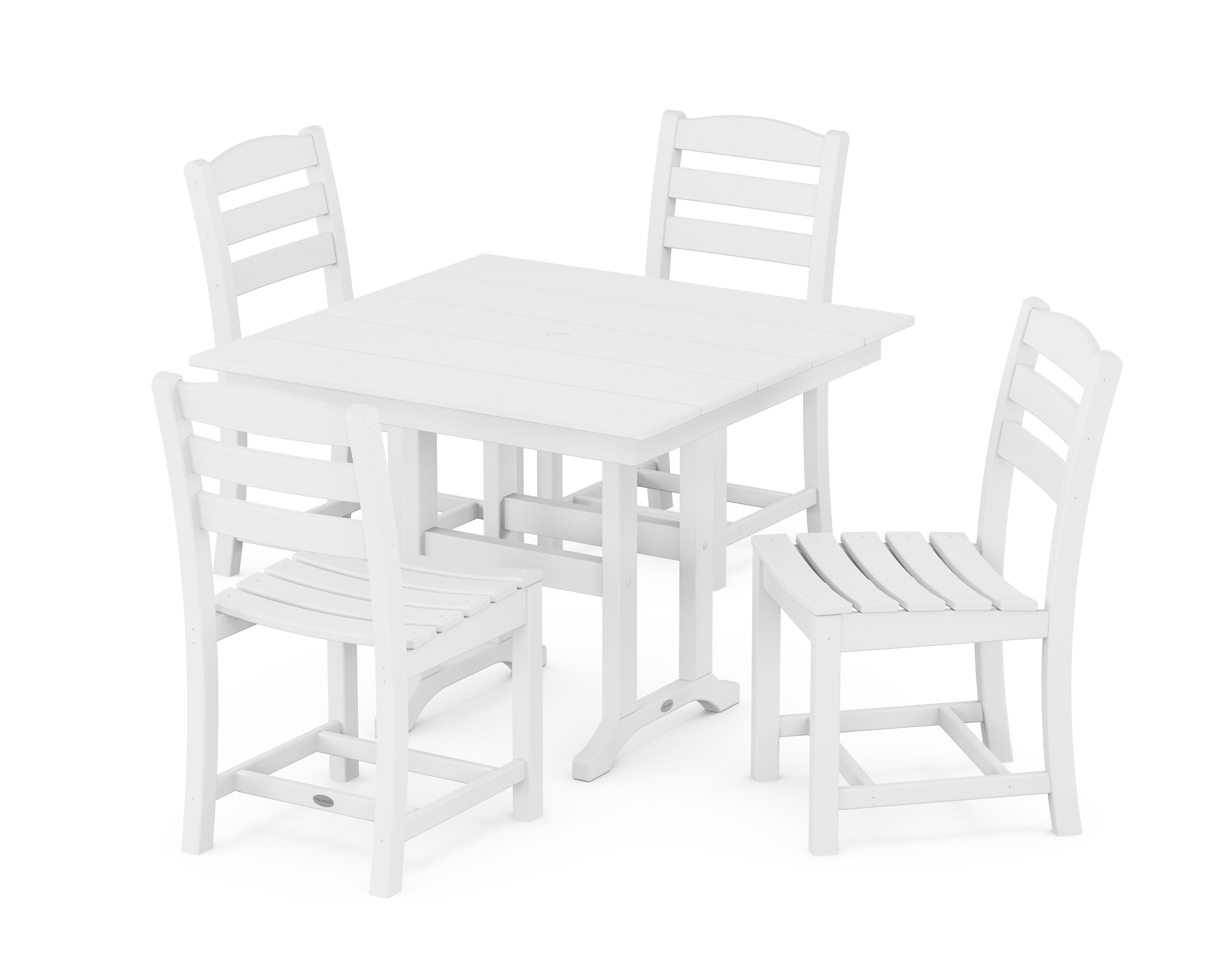 La Casa Caf Side Chair 5-Piece Farmhouse Dining Set in White